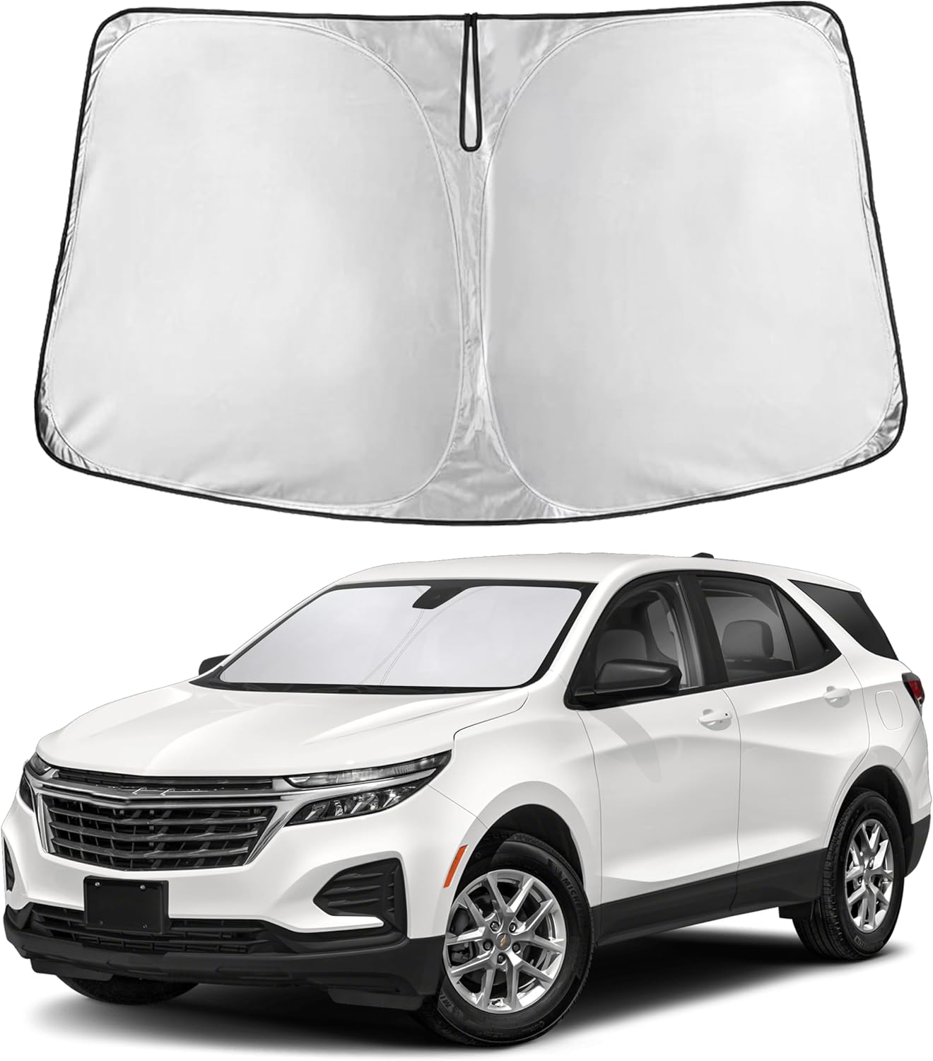 EcoNour Windshield Sun Shade Compatible for Chevy Equinox (2018–2025) | Custom Fit Front Window Shade | 4-Layer, 240T Sunshade Accessories | UV & Heat Reflector for Equinox Windshield