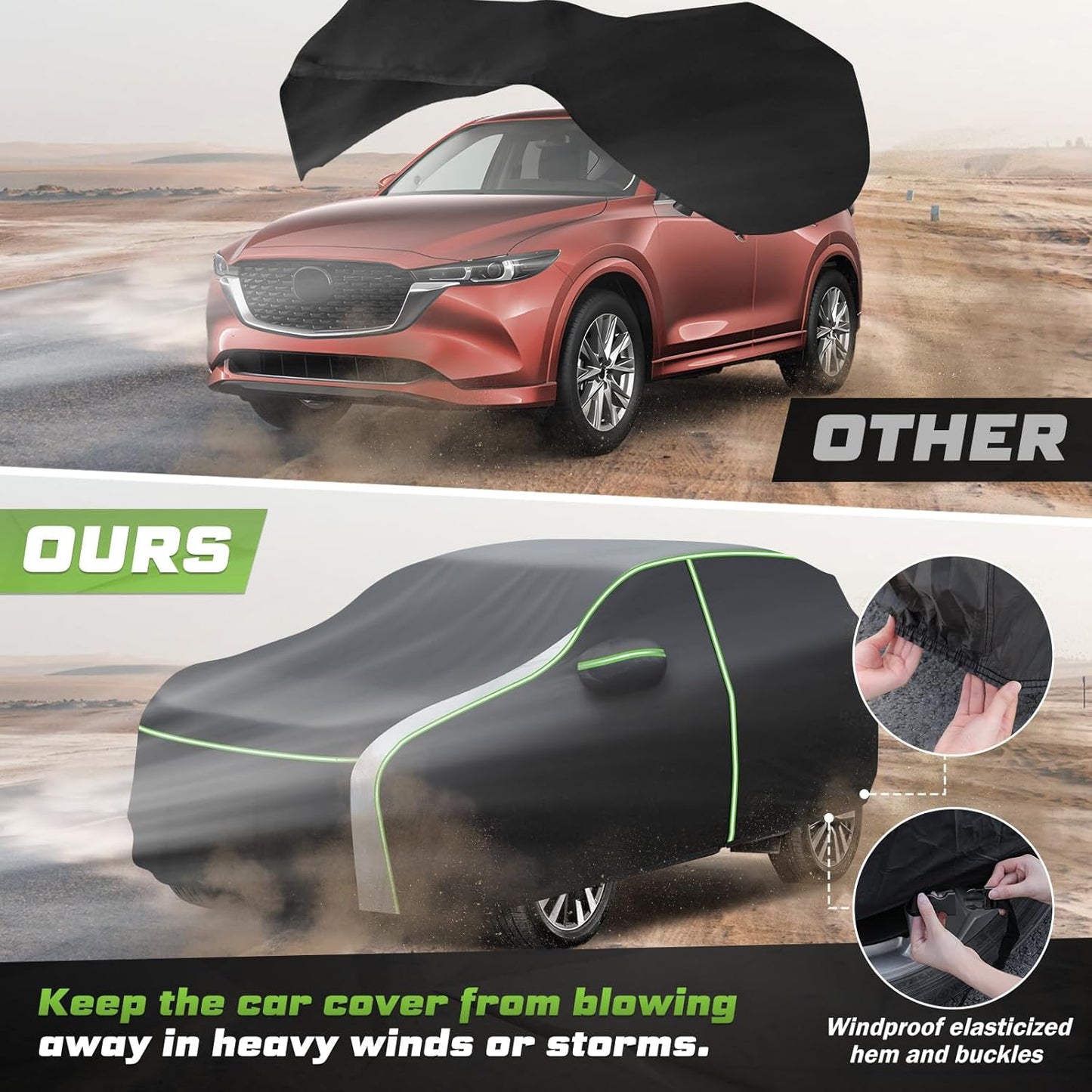 Mixsuper Liner Car Cover for Mazda CX-5 2013-2026 / Mazda CX-50 2023-2026, 7 Layers Full Car Cover All Weather Car Covers for CX5 CX50, Waterproof Outdoor Cover with Zipper Door Reflective Strips