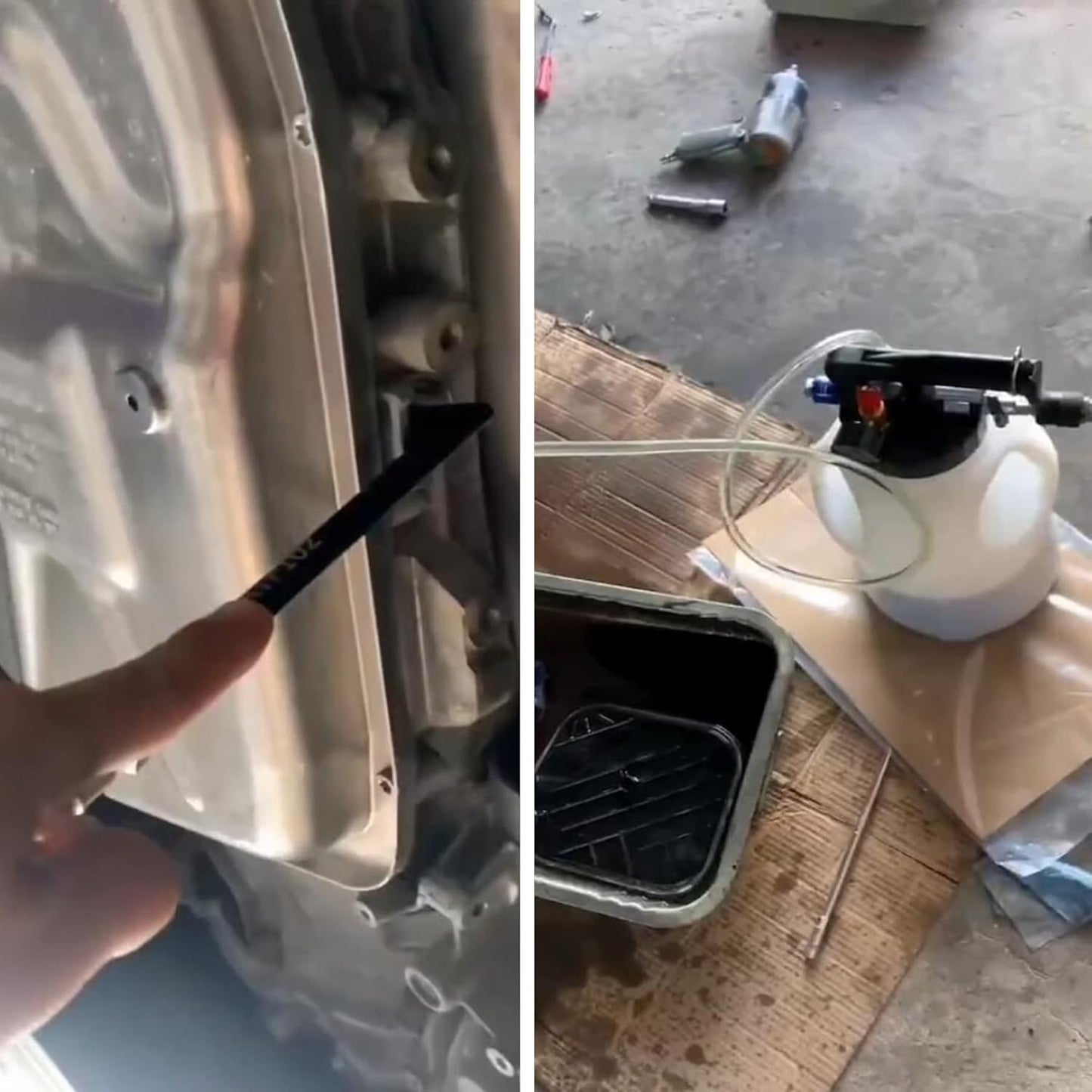 JoyFans 10L Pneumatic Transmission Fluid Pump Extractor and Dispenser, Gearbox Oil Transfer System Refill Fill Evacuator Tool Kit with 15PCS ATF Adapters for Most Garage Shop Vehicles