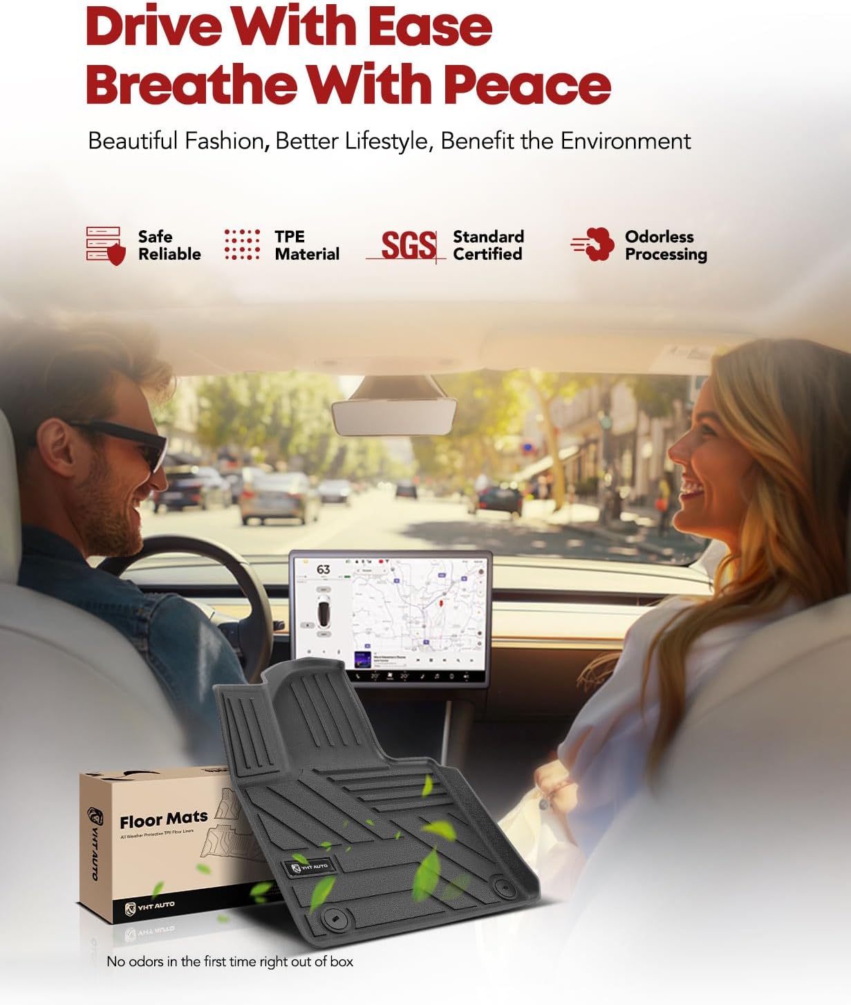 YHTAUTO Floor Mats Compatible with Kia Sorento 2021-2025, TPE All Weather Car Mats Waterproof Anti-Slip Odorless Floor Liner, Sorento Accessories Front & 2nd & 3rd Row Liner