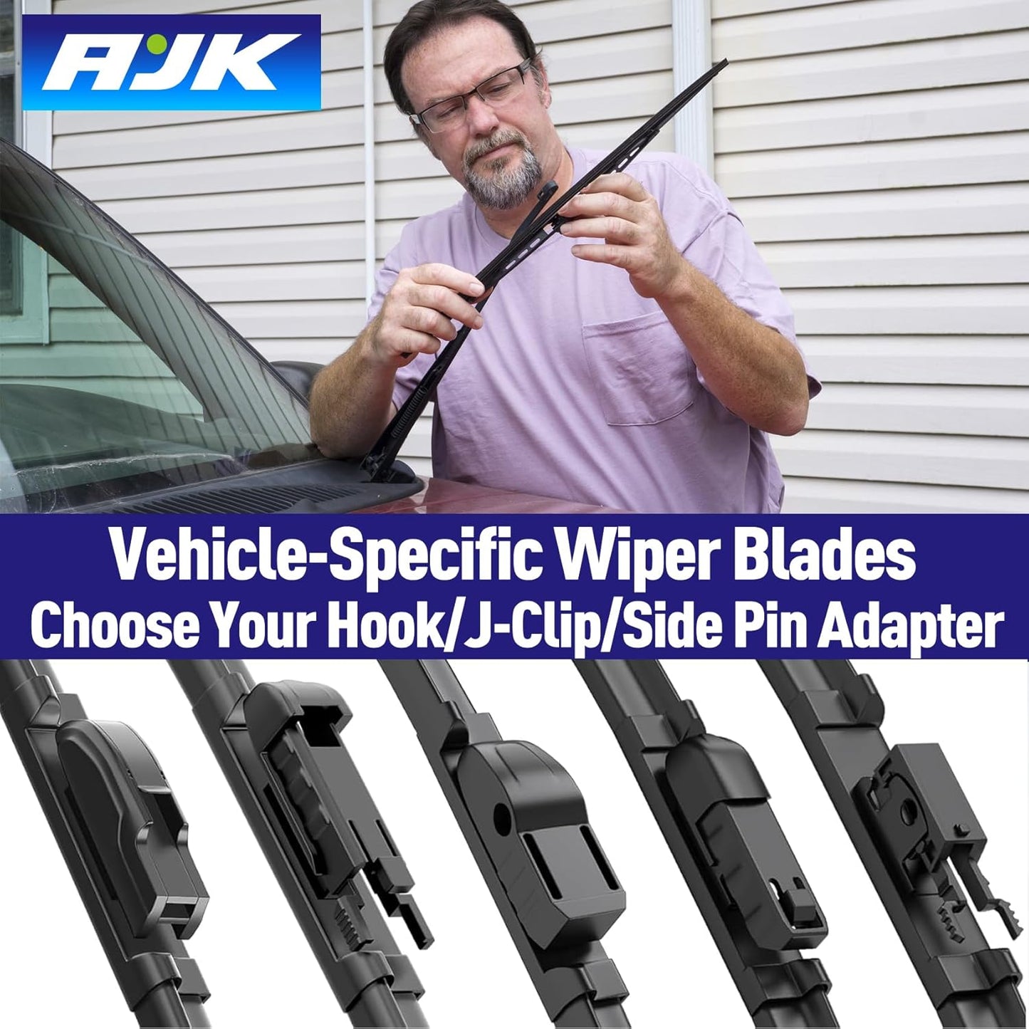AJK Wiper Blades for Honda Pilot 2003 2004 2005 2006 2007 2008, 2 Piece All Weather OEM Quality Automotive Replacement Windshield Wiper Blades for My Car
