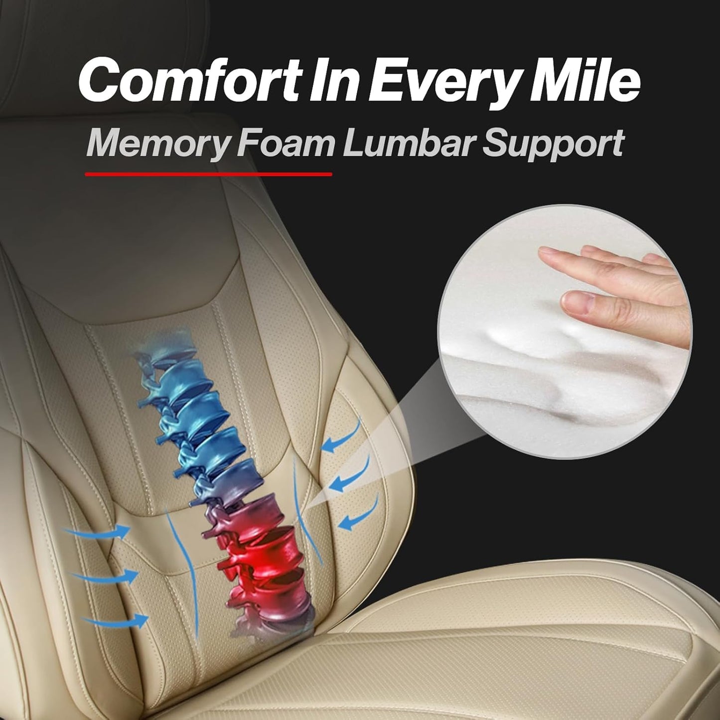 Coverland Custom Car Seat Covers Compatible with 2016-2025 Titan Crew Cab - Premium Leather Non-Slip Memory Foam Waterproof Cover Interior Protector Full Set-Beige [See Size Chart-Size X118]