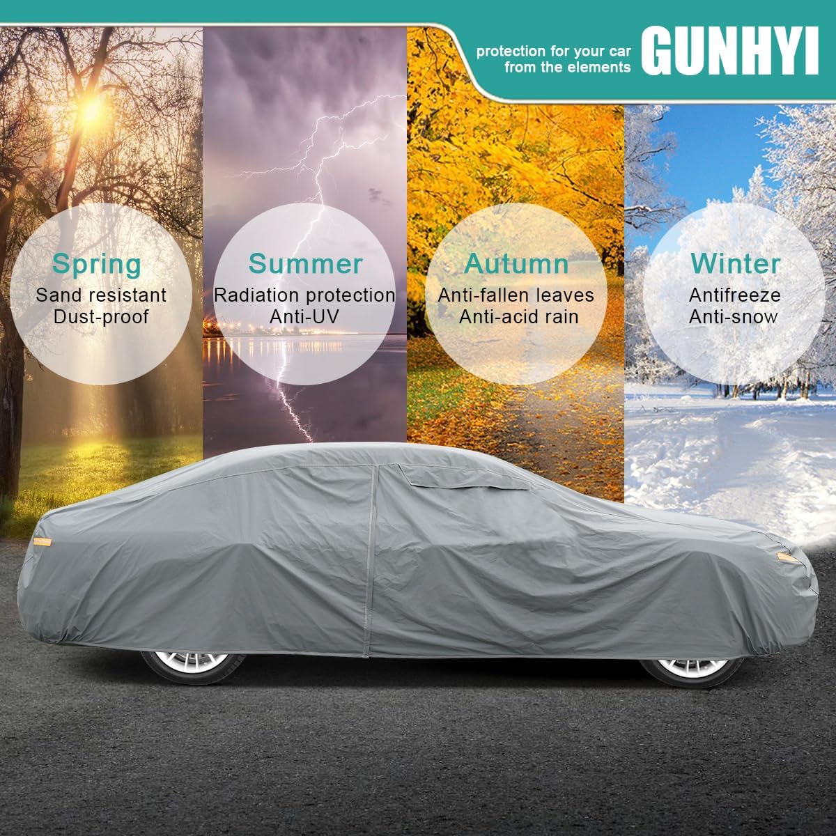 Premium Car Cover Custom Fit Chevrolet Chevy Camaro (2010-2025), 16 Layers Heavy Duty Car Cover Waterproof All Weather with Zipper Door for Sun Rain Snow Dust Uv Protection