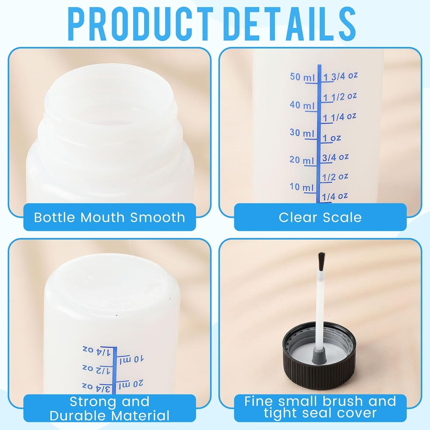 Mumufy 180 Pcs Paint Touch up Paint Bottles with Brush and Lid Empty Touch up Paint Bottle with Paint Mixing Balls 2 oz Fluid Capacity Leftover Paint Container for Car Scratches Repair (Black,Blue)