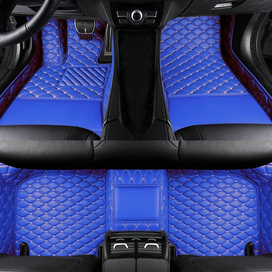 Custom Colors Car Floor Mats Black Pink for 99.9% Sedan SUV Sports， All-Weather Liners Car Floor mat，Luxury Leather Automotive Floor Mats (Blue,3D Floor Mats)