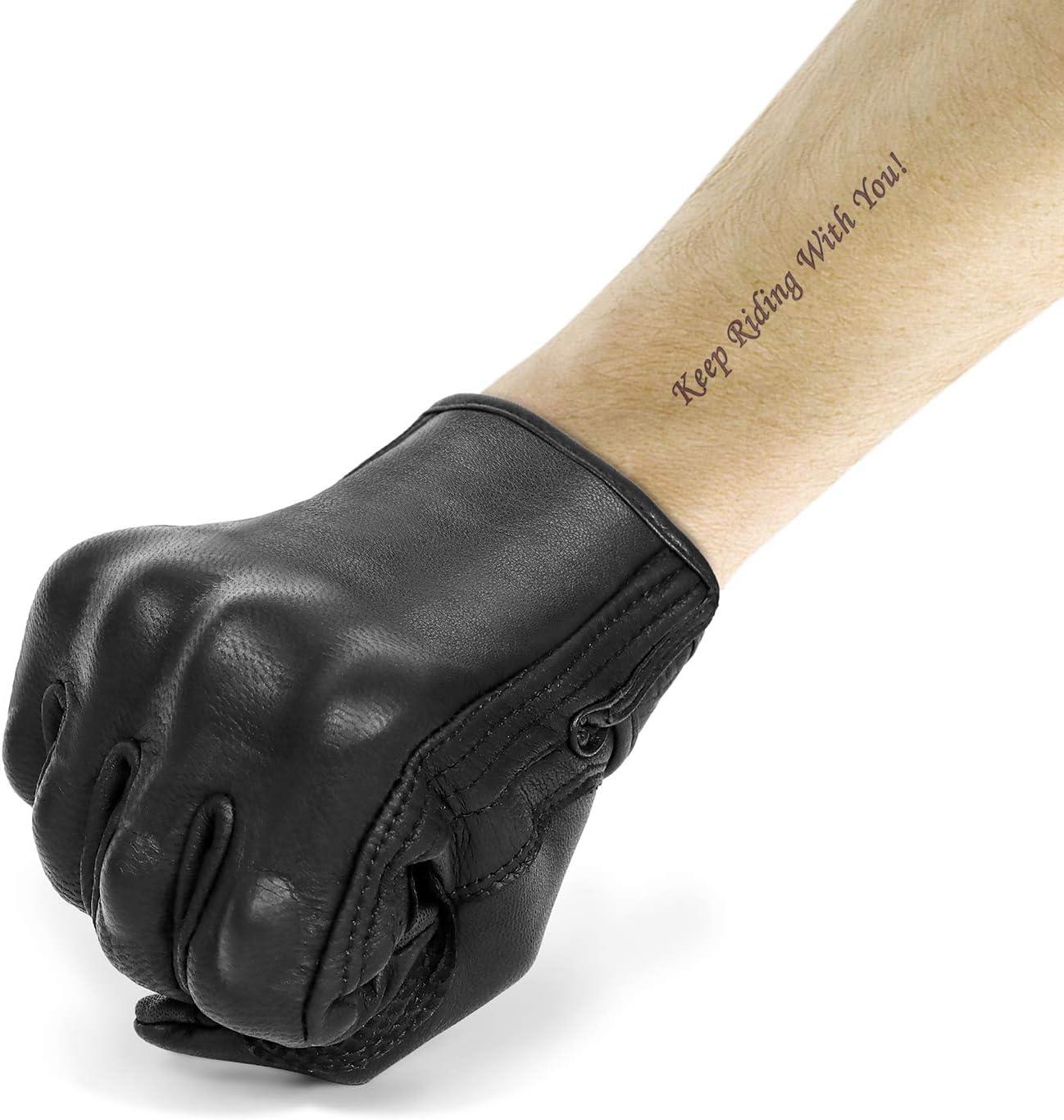 Updated Full Finger Men’s Leather Motorcycle Gloves Touchscreen & Armored Motorbike Gloves (Updated,Non-Perforated, S)