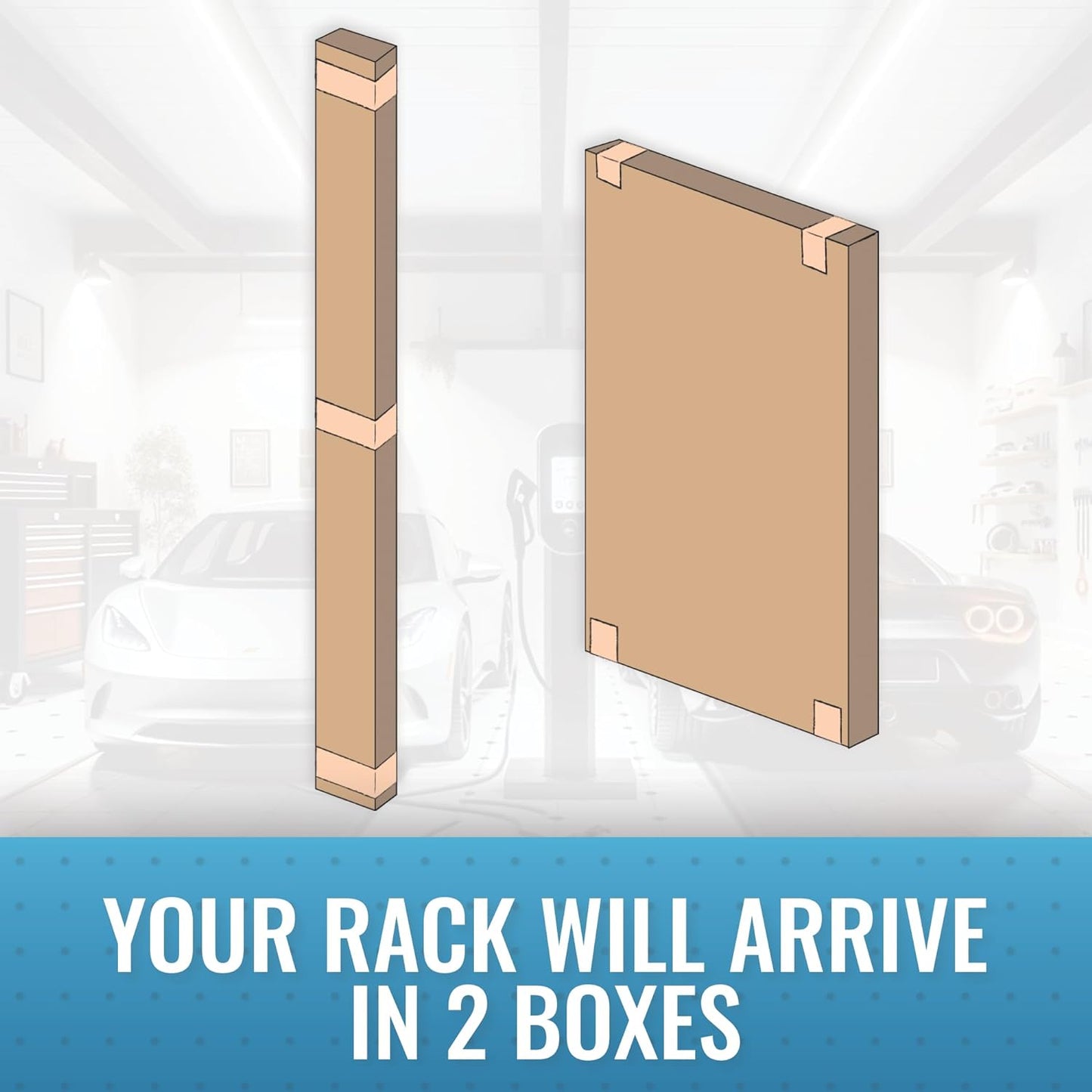 MonsterRax Overhead Garage Storage Rack 2x8, Ceiling Mounted Shelving, Adjustable Hanging Organizer, Heavy Duty Steel, 350 Pound Capacity, Color: Hammertone, Adjusts 24-45" from Ceiling