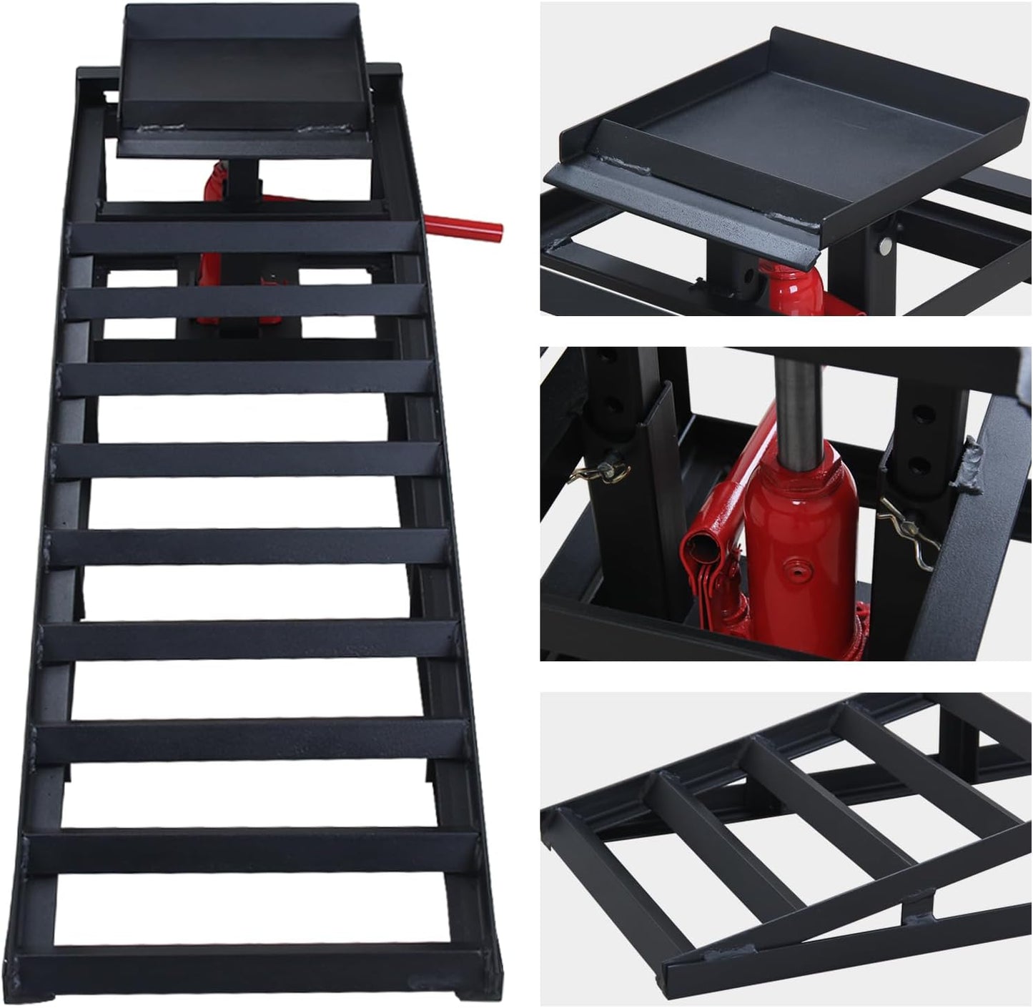 Hydraulic Car Ramps 11000lbs Low Profile Car Lift Service Ramps Truck Trailer Garage,Height Vehicle 2-PCS Black