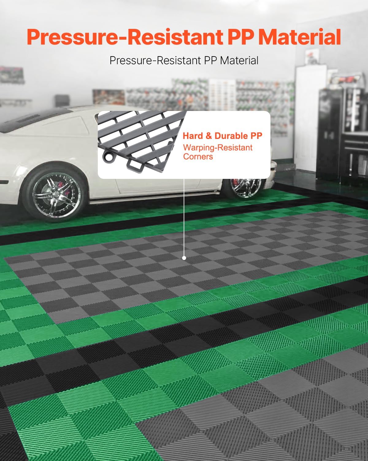 VEVOR Interlocking Drainage Mat, 12” x 12” Modular Interlocking Cushion, 40 Pcs Splicing Drainage Mats, Non-Slip Gray PP Drainage Floor Tile and Shower Mat, for Garage, Garden, Kitchen & Outdoor