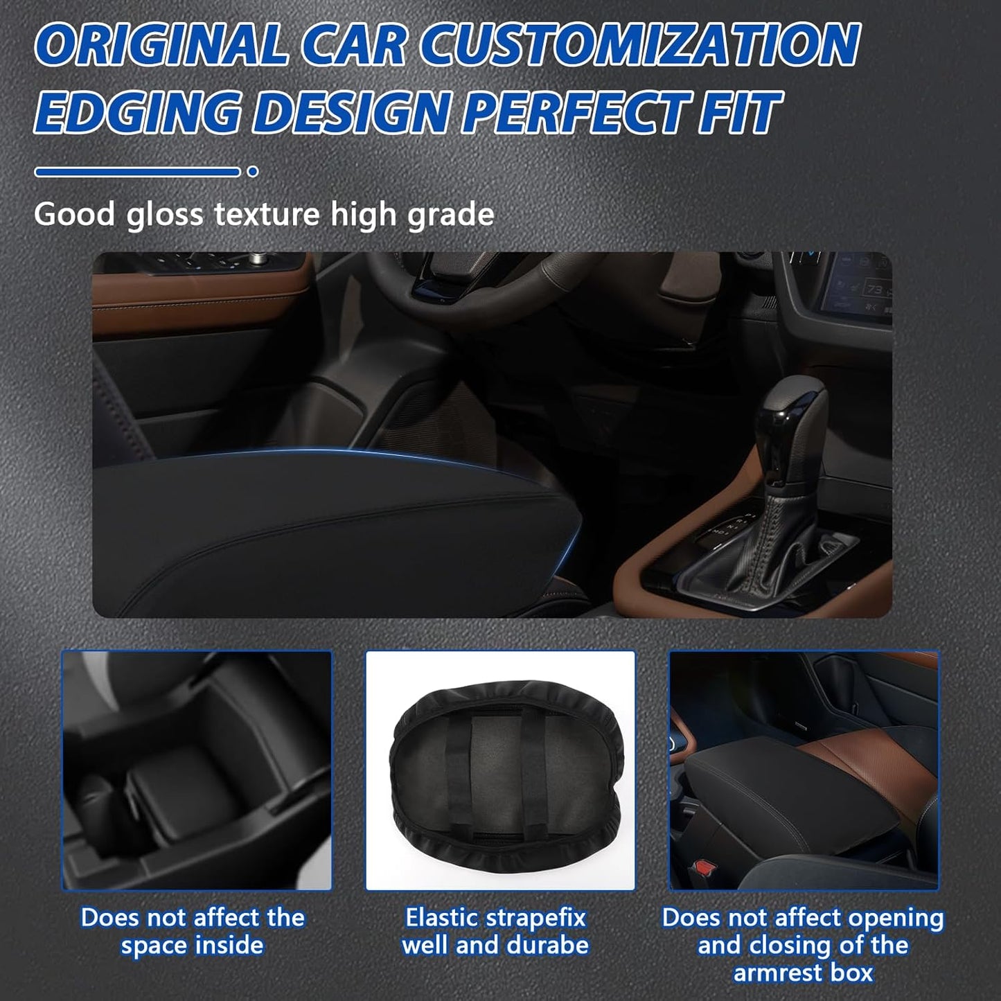 Center Console Cover Compatible with 2025 Subaru Forester, Leather Armrest Cover Arm Rest Box Lid Cover