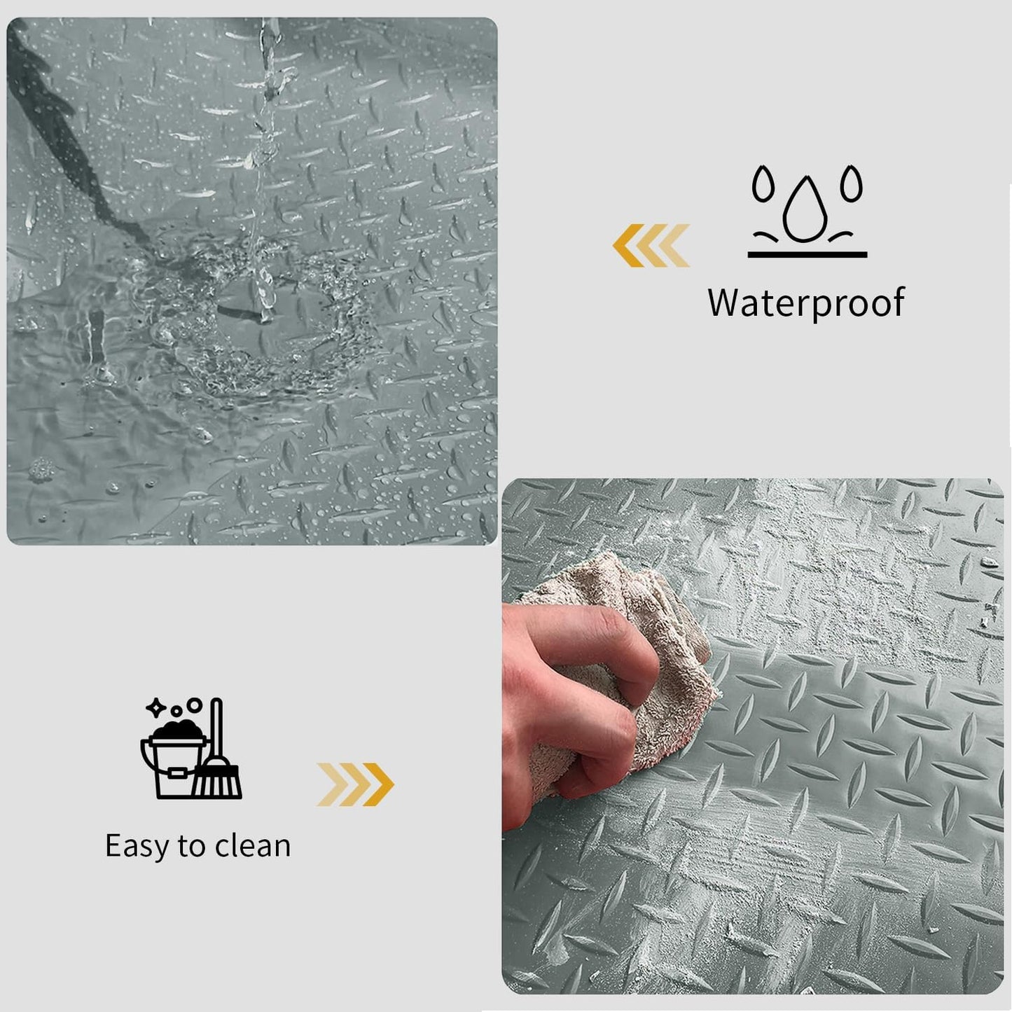 Premium Garage Floor Mat, Commercial Grade Heavy Duty Parking Mat for Garage Floor, Golf Cart Parking, Water/Stain Resistant Floor Runner (Grey Diamond, 4 x 13 Feet)