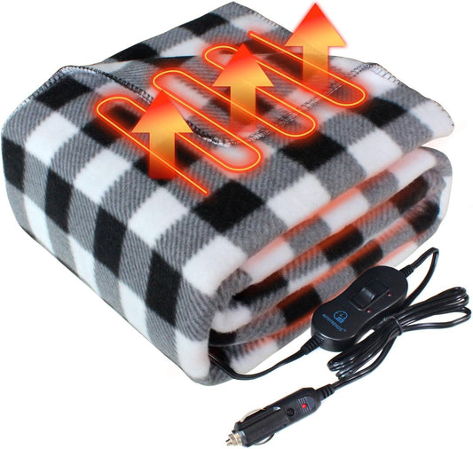 Electric Blanket,12 Volt Heated Blanket,Car Heated Travel Blanket, with a Timer, Warm Blanket for Cars,Office,Travelling (at, 57"x40")