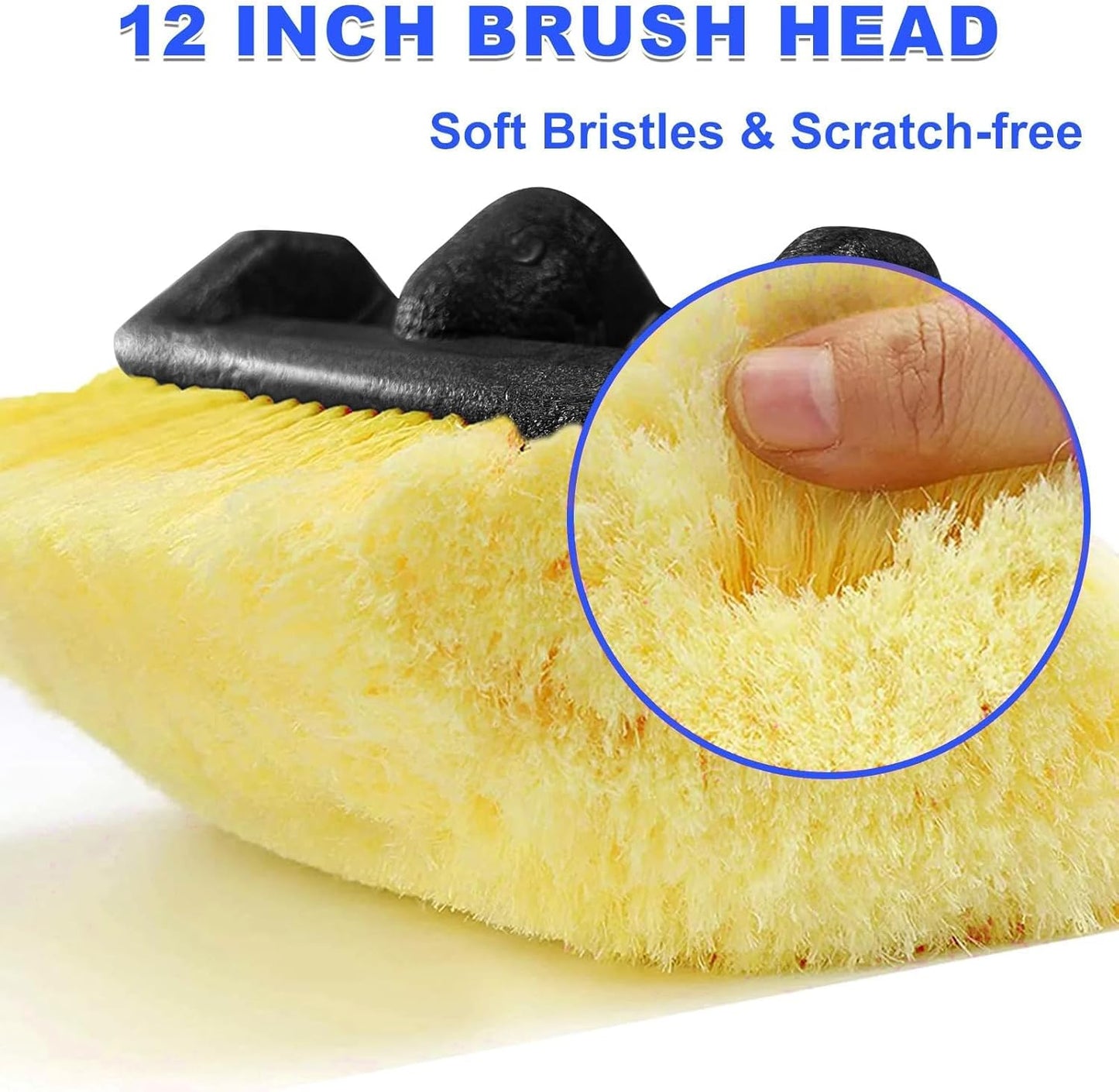 Buyplus Car Wash Brush with 20FT Long Handle, Car Brushes for Washing 12-Inch Soft Bristles with Aluminium Telescoping Pole for Scratch-Free Cleaning RV, House Siding, Floors, Solar Panels,Blue