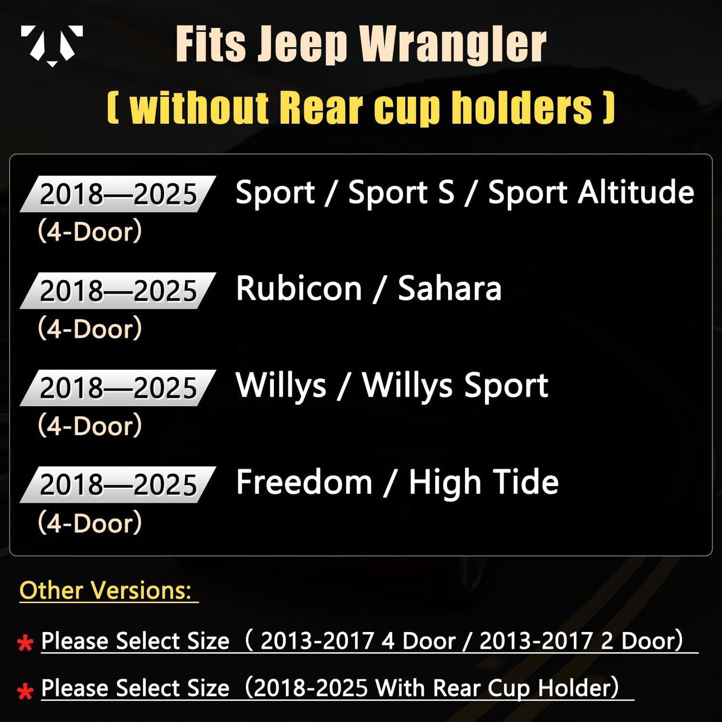 GIANT PANDA Customized Rear Car Seat Covers for Jeep Wrangler 4 Door JL Sahara Sport Rubicon Unlimited Willys 2018 2019 2020 2021 2022 2023 2024 2025 Without Rear Cup Holder,Faux Leather,(Black)