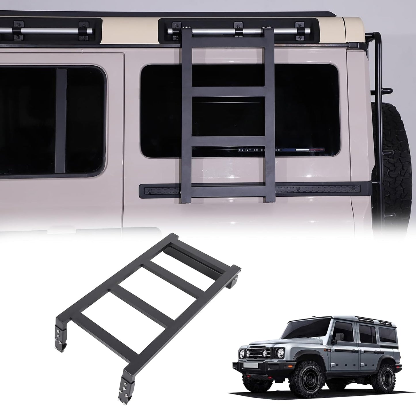 Car Roof Rack Ladder Side Access Ladder Compatible with INEOS Grenadier 2020-2024 Aluminum Alloy Side Window Roof Step Ladder Kit Left Right Universal