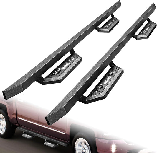 KYX 6 inches Running Boards Side Steps Fit for 2019-2024 Chevy Silverado/GMC Sierra 1500 & 2020-2024 Silverado/Sierra 2500HD 3500HD Crew Cab (Exclude 2019 1500 LD)(Nerf Bar Side Steps Side Bars)