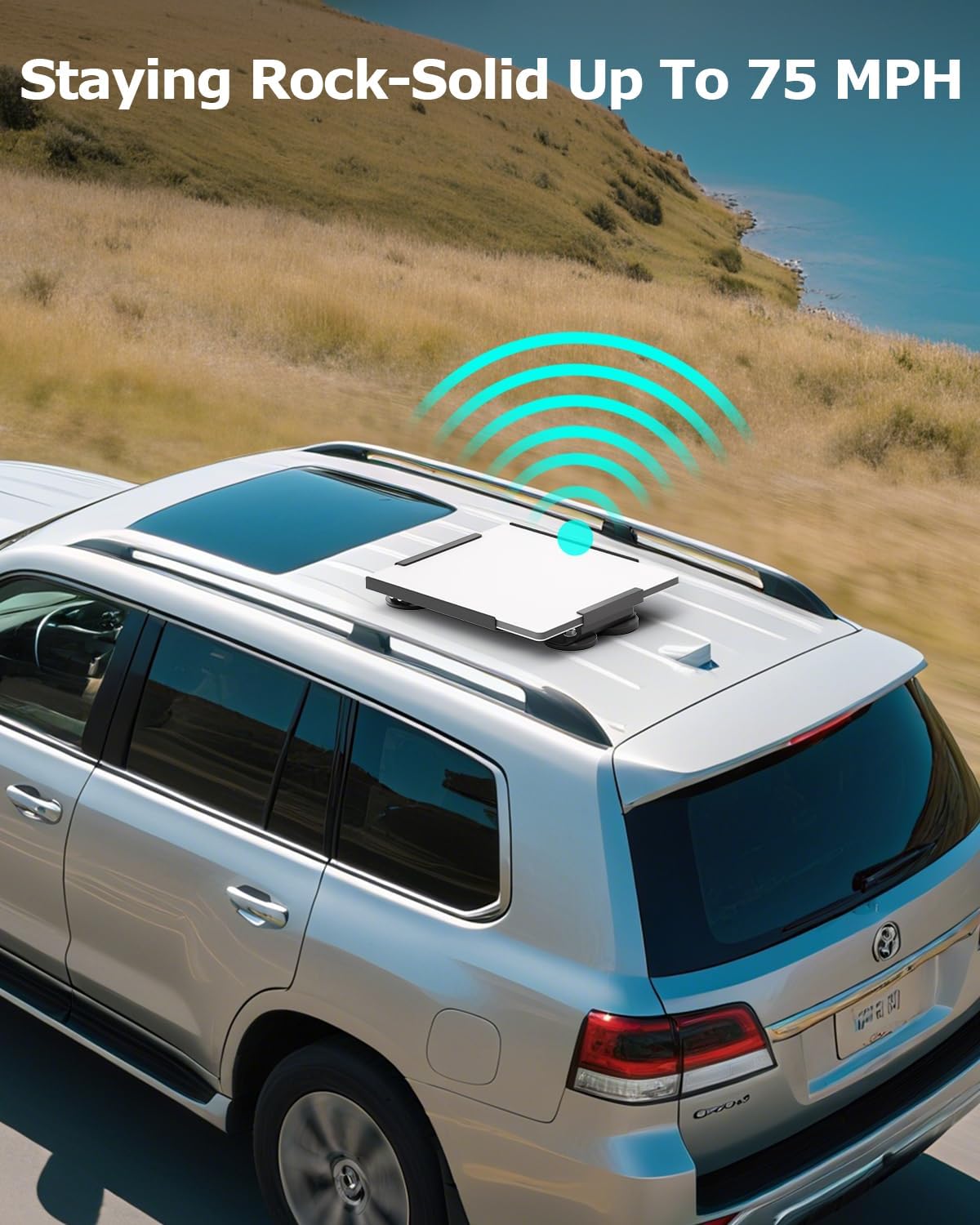 Starlink Mini Car Roof Mount, Starlink Mini Magnetic Mount for Car, 264lbs Heavy Duty Magnet, 4-Side Protection Magnetic Quick Release Sunroof Suction Cup Mounting Kit for Travel RV Accessories Black