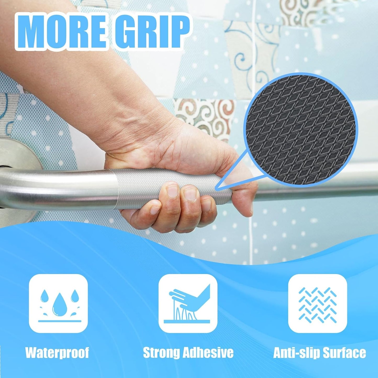 Rubber Grip Tape, Ultra-Thin Strong Adhesive Anti-Slip Waterproof Heat Resistant Wear-Resistant Cushion Pad, Making Handles or Contact Surfaces Safer, with Grip and Comfort (Clear, 1In x 10Ft)