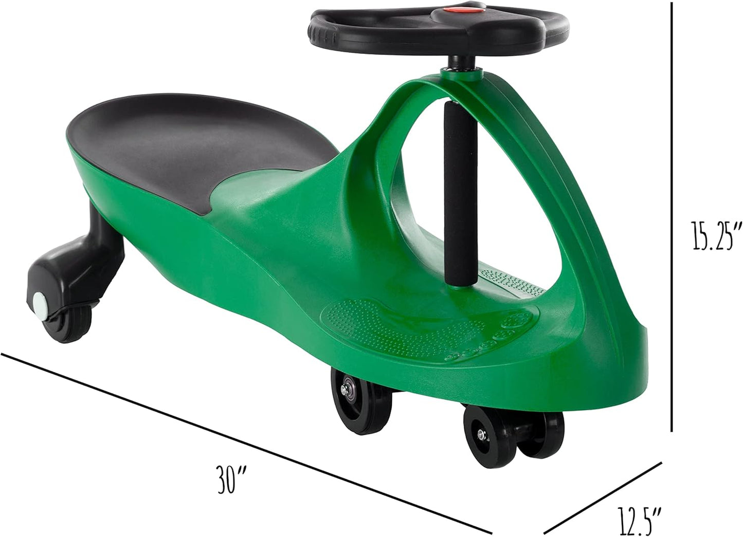 Wiggle Car Ride on Toy - No Batteries, Gears, or Pedals - Just Twist, Swivel, and Go - Outdoor Ride on for Kids 3 Years and Up by Lil' Rider (Green), Large