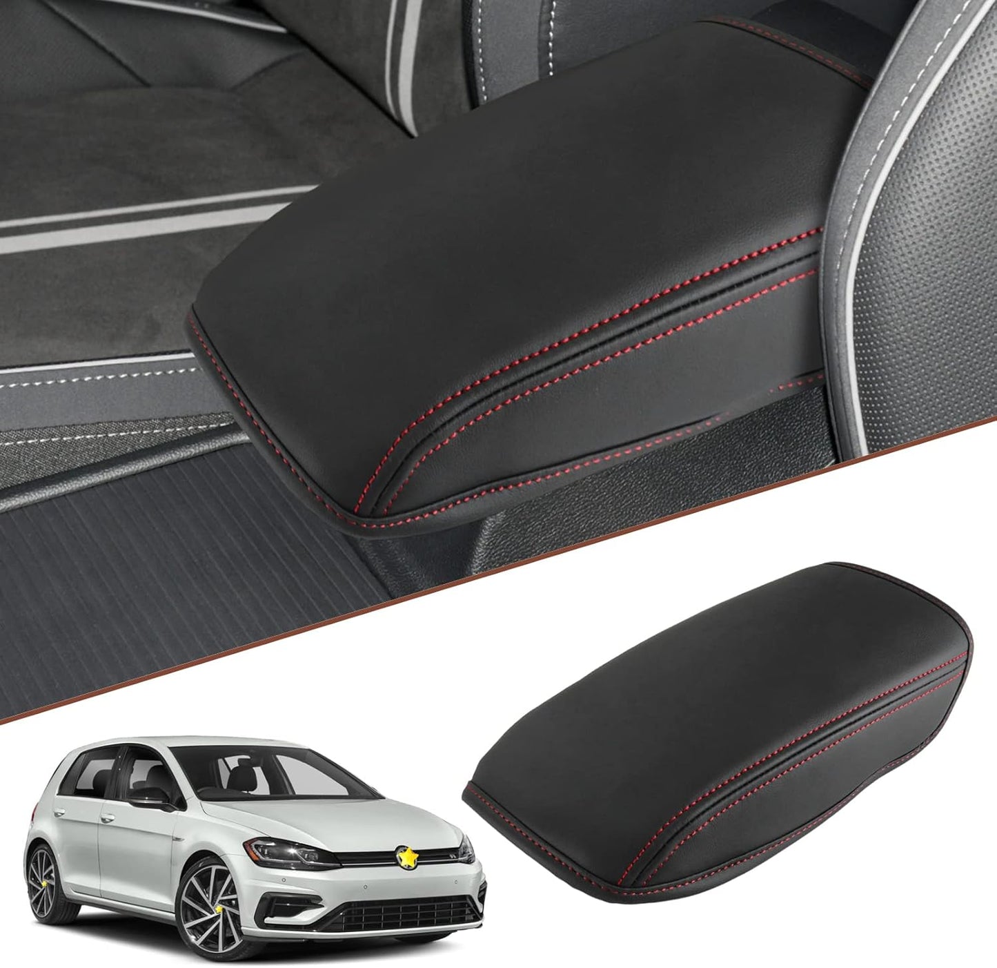 SKTU for 2013-2019 Volkswagen VW Golf 7 MK7 MK7.5 Central Console Armrest Rest Pad 2019 Golf 7 MK7 MK7.5 Center Console Seat Box Cover Protector Automotive Car Center Console Soft Cushion