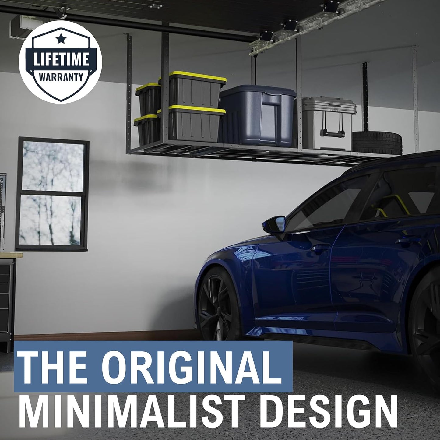 StoreYourBoard 4 x 8 Overhead Garage Storage Rack, Ceiling Shelf Overhead Organization, Heavy Duty Steel Platform Holds 700 lbs, 96 in. x 48 in. x 40 in.