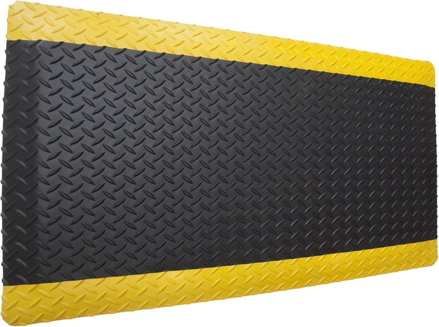 Rhino Mats, American Classic Diamond Anti-Fatigue Mats, Industrial Ergonomic Comfort Standing Mat for Work, Home, Garage, Office, Kitchen or Anywhere (Black/Yellow 1" Thick, 4 FT. x 18 FT.)
