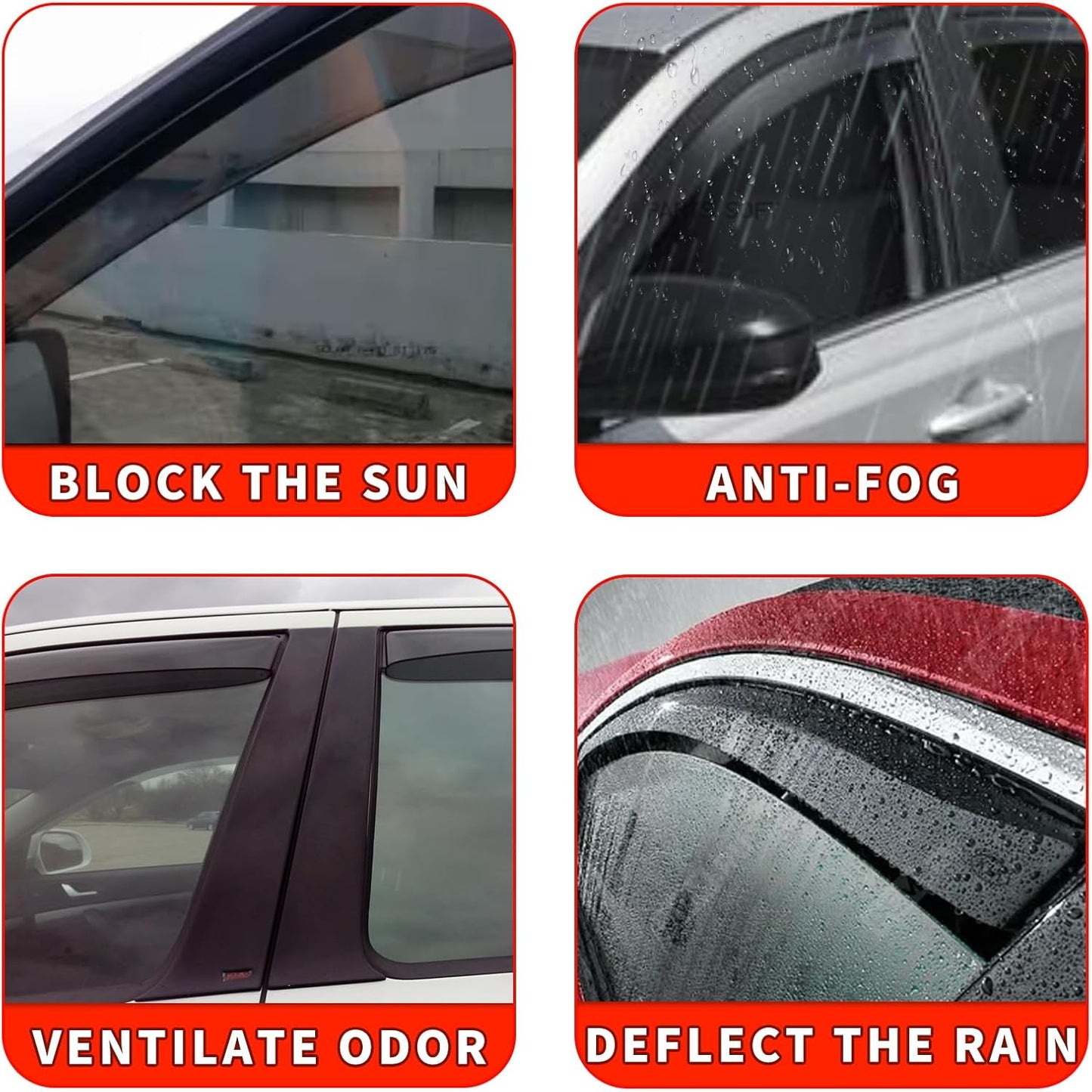 in Channel Rain Guards Fit for Chevrolet Chevy Blazer 2019 2020 2021 2022 2023 2024 2025, Smoke Tinted Side Window Wind Deflectors, Vent Window Visors Shades Shield, 4pcs