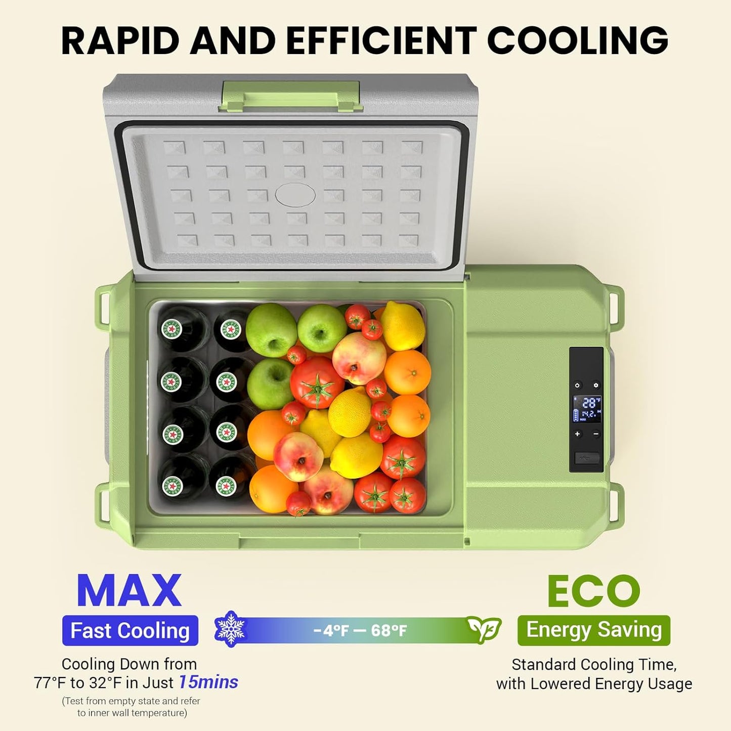 Car Refrigerator 12v Portable Fridge for Car, Auto 19 Quart Freezer Cooler, -4℉—68℉ 12/24V DC 100~240 Volt AC for Truck, Camping, Travel, Vehicles, RV