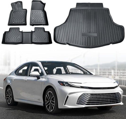 Full Set Floor Mats Custom Fit for 2025 Toyota Camry 2025(Include Hybrid) All Weather Floor Mats 2025,Front and Rear Row Mats Liners Trunk Bed mat,Toyota Camry Accessories 2025(4 PCS)