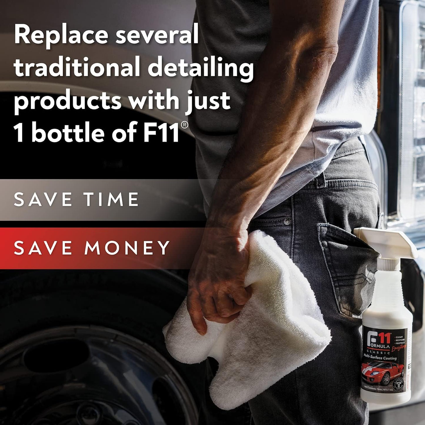 TopCoat F11 Polish & Sealer for Cars, Bikes and More – Water-Based Alternative to Ceramic Wax - 16 oz F11 Spray, 1 Gallon F11 Refill, and 5 Microfiber Towels