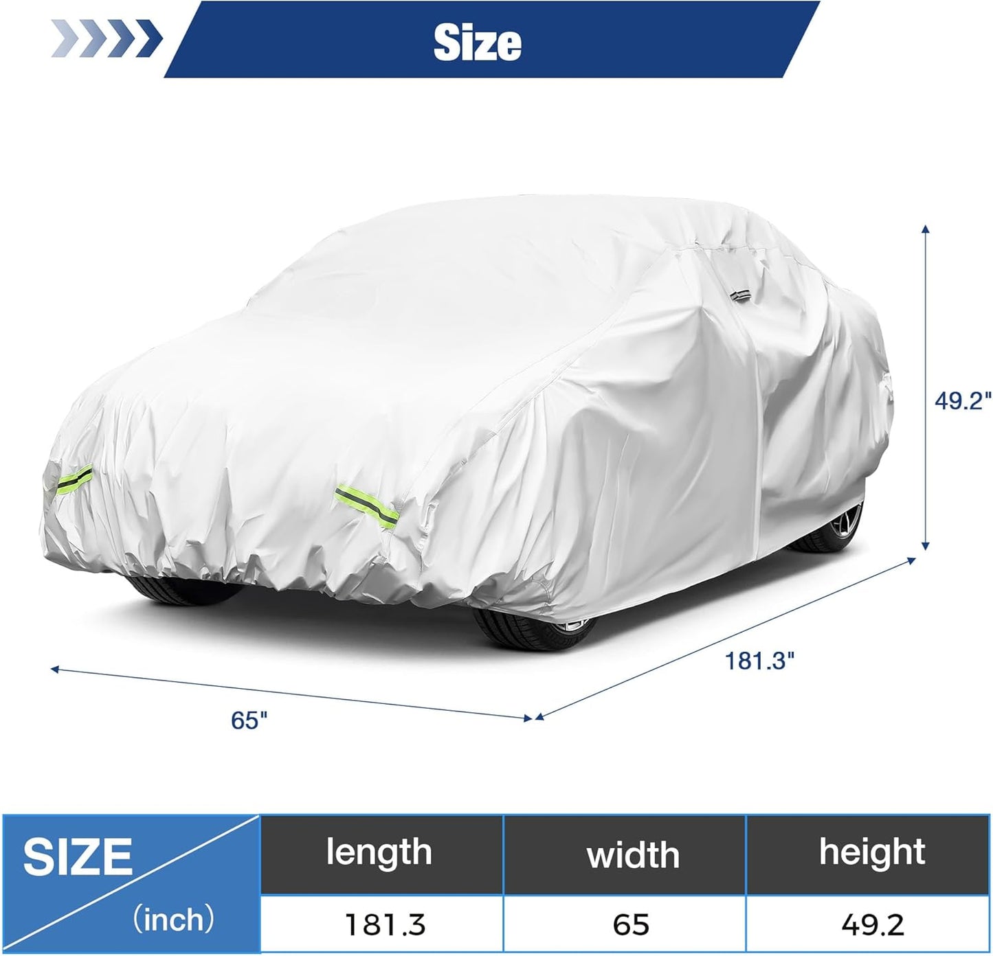 YOLENY Car Cover Waterproof All Weather Full Exterior Covers with Zipper,Universal Fit SedanToyota Corolla/Prius,Honda Civic,Subaru Impreza/WRX,Chevy Cruze,Nissan Sentra etc.(UP to 181 inch)