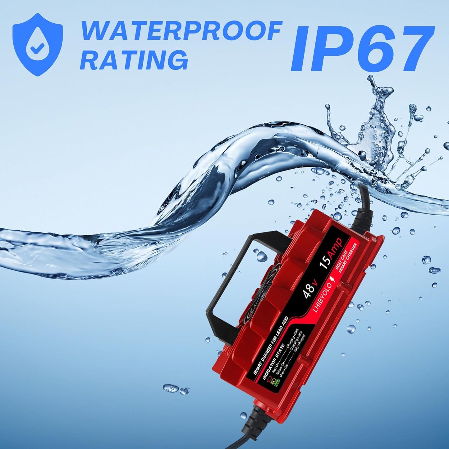 48V Golf Carts Battery for 15 AMP Club Car, with Type 3-Pin Round Plug, 4-7 Hours Full,Club Car 48 Volt,48 Volt Golf Cart Batteries