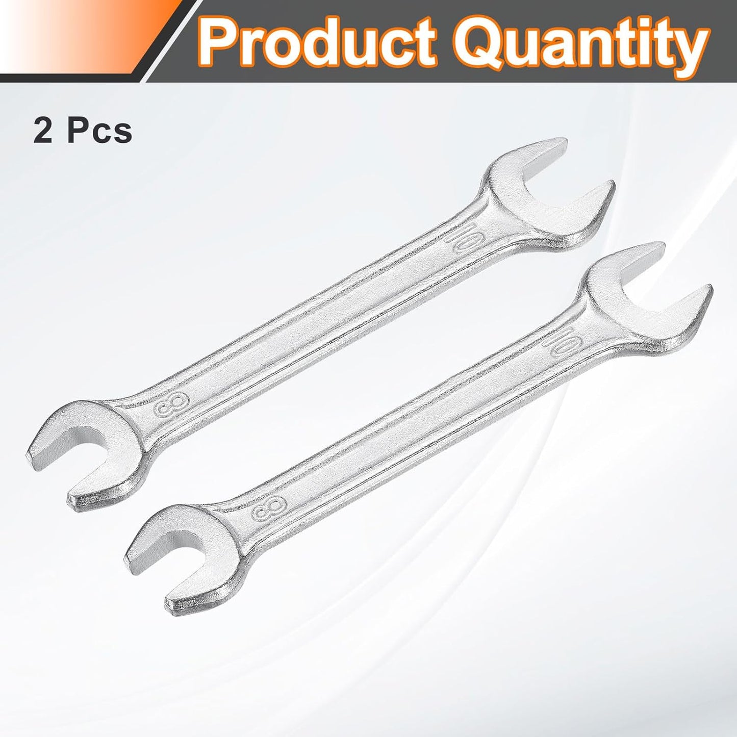 HARFINGTON 2pcs Double Open End Wrench 8mm x 10mm Metric 15 Degree Offset Angle Small Flat Head Wrench Galvanizing Open Ended Spanner for Automotive Repair Furniture Assembly