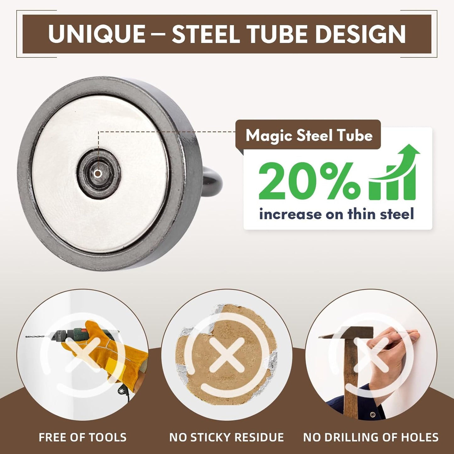 Neosmuk Magnetic Hooks, Cruise Ship Essentials, 120lb+ Heavy Duty Magnetic Hooks for Cruise Cabins, Refrigerator, Grill, Hanging, and Travel | Extra Strong Must-Haves Magnet Hook,Gunmetal,Pack of 10