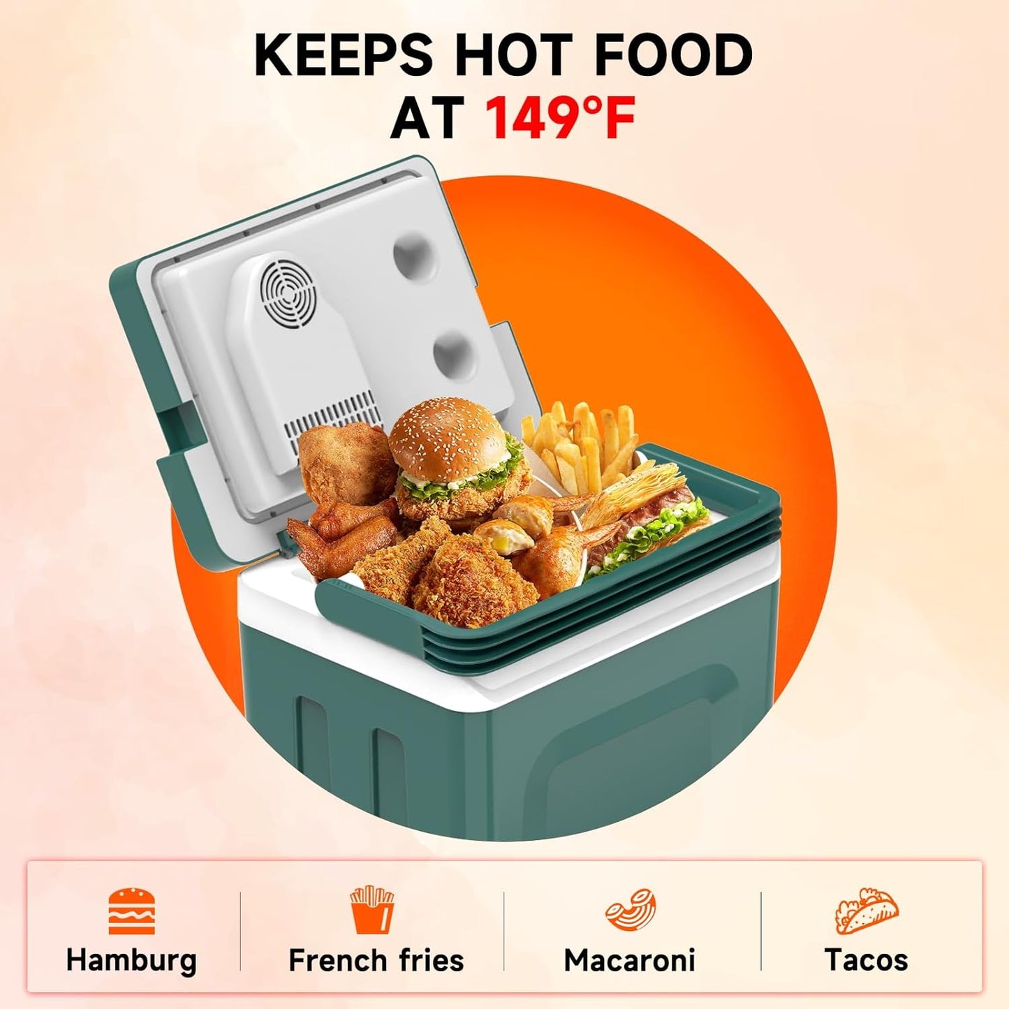 SHAREWIN Electric Cooler & Warmer with Handle 26.5 Quart/25L Portable Thermoelectric Fridge for Vehicles & Trucks with 110V AC & 12V DC, 12V Car Cooler for Camping, Travel Army Green