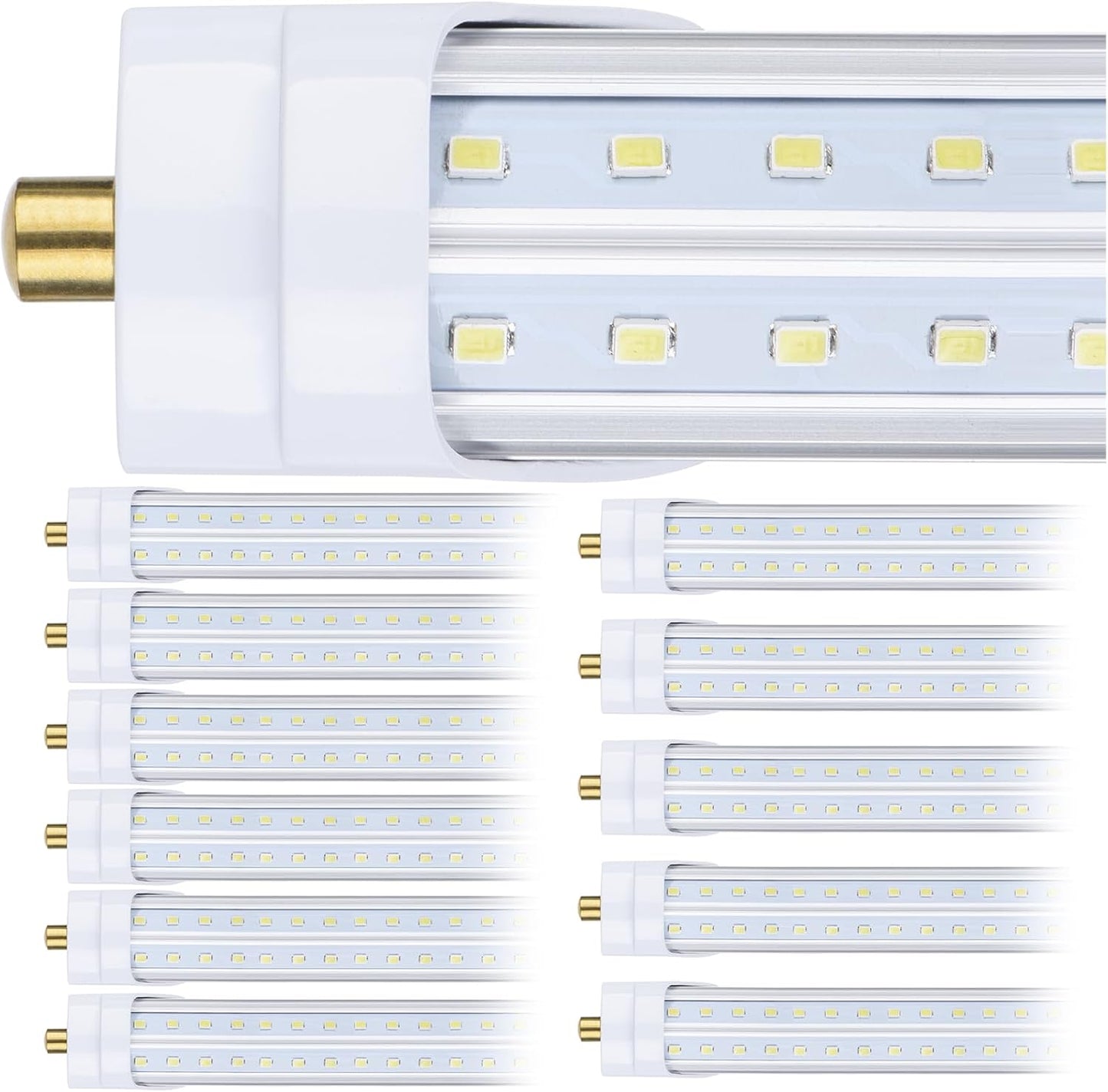 12 Pack, 100W 8ft Led Bulbs, 100lm 6000k 8' Led Bulbs, V Shaped Clear Cover T8 Led Tube Lights 8ft, T8 Led Bulbs 8 Foot, 8' Led Replacement for T8 T10 T12 F96t12 Fluorescent Tubes