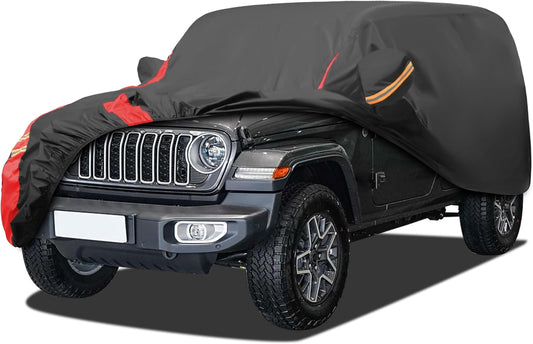 Car Cover Automobiles Waterproof All Weater Compatible with Jeep Wrangler Cover 4 Door, Outdoor Full Exterior for Covers Fits 2006-2023 JK JL