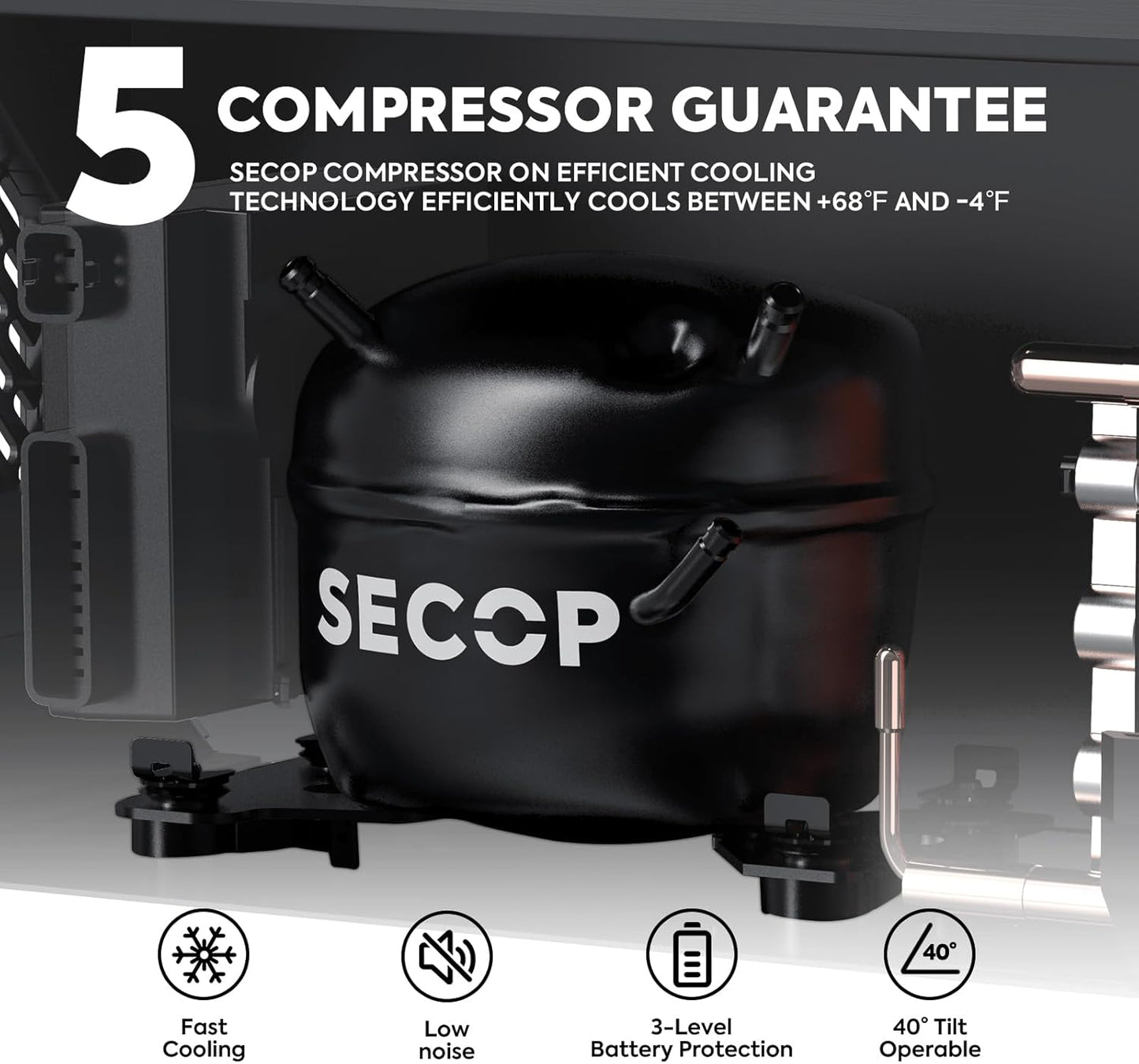 ICECO APL55 Dual Zone Portable Refrigerator Freezer Bluetooth Controlled, 55 Liter 12v refrigerator with SECOP Compressor, DC 12/24V, AC 110-240V, for Truck, Car and Home, -4℉~68℉ (Black)