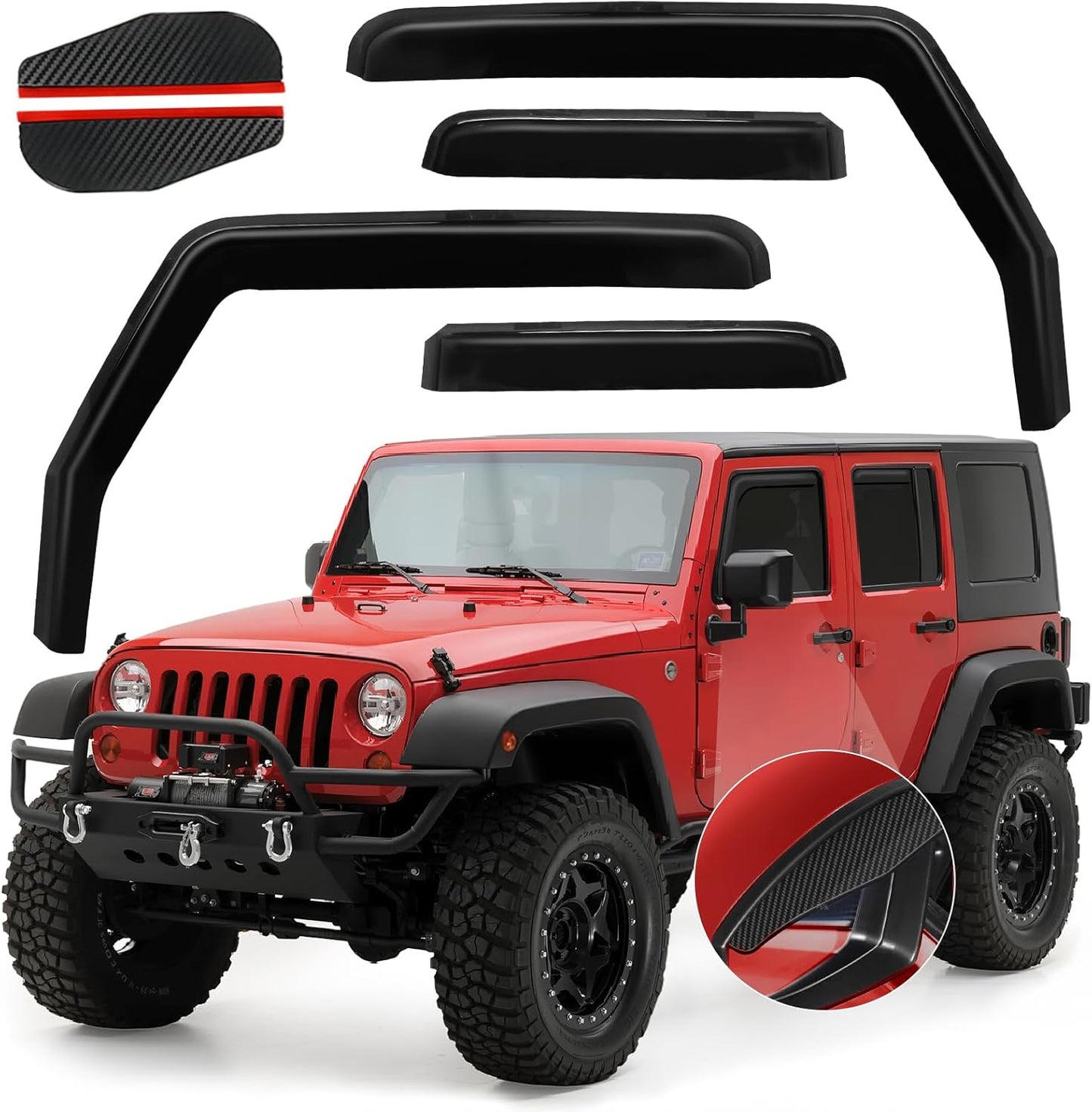 in Channel Rain Guards Fit for 2007-2018 Jeep Wrangler JK Unlimited 4-Door, Durable Window Visors Wind Deflectors, Smoke Vent Shades Shield, 2008 2009 2010 2011 2012 2013 2014 2015 2016 2017
