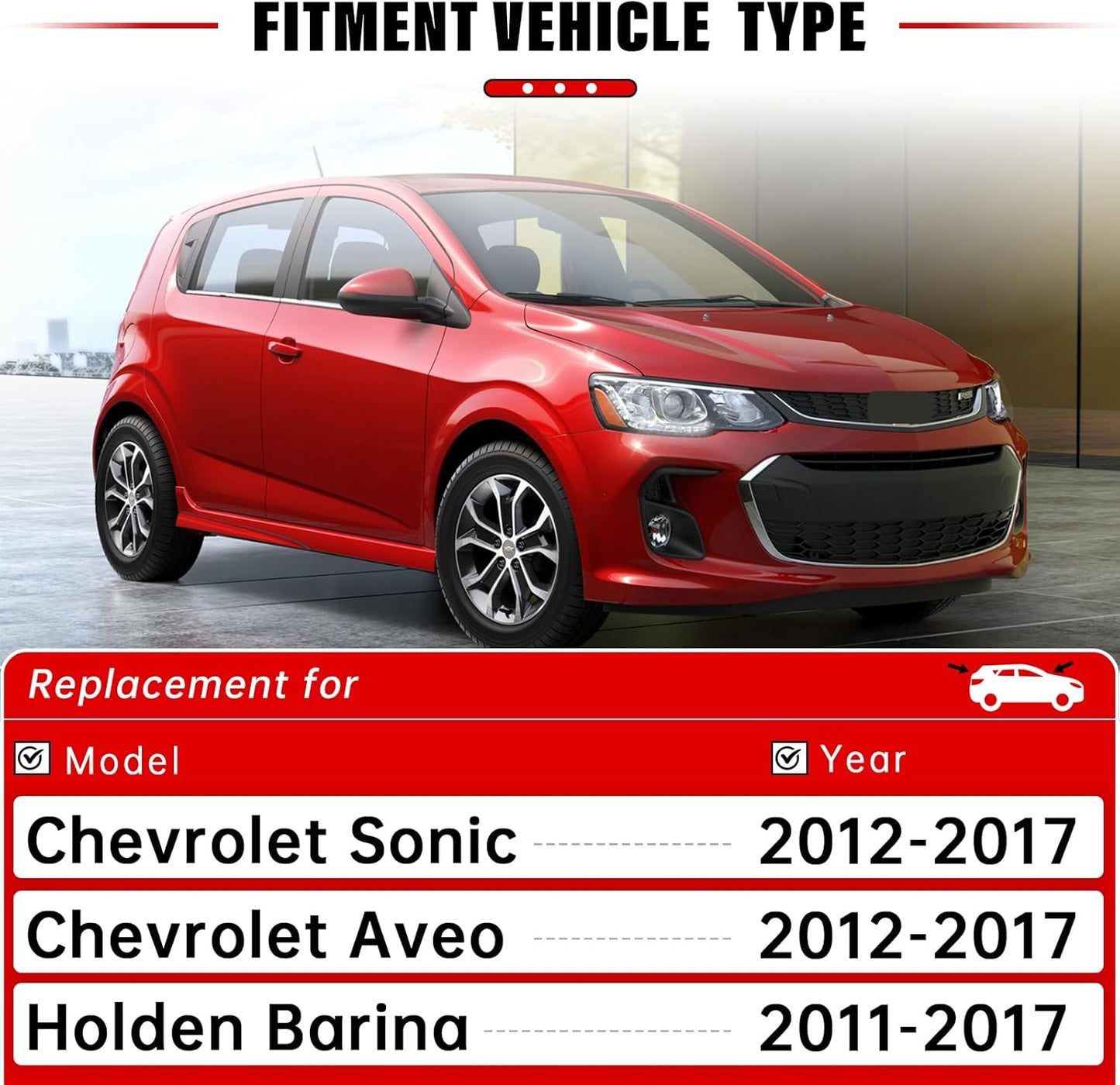 Windshield Wiper Blades Replacement for 2012-2017 Chevy Chevrolet Sonic, Aveo, 2011-2017 Holden Barina Original Factory Quality Front Rear Wipers Blade Set for My Car - 26"/15"/11" (Pack of 3)