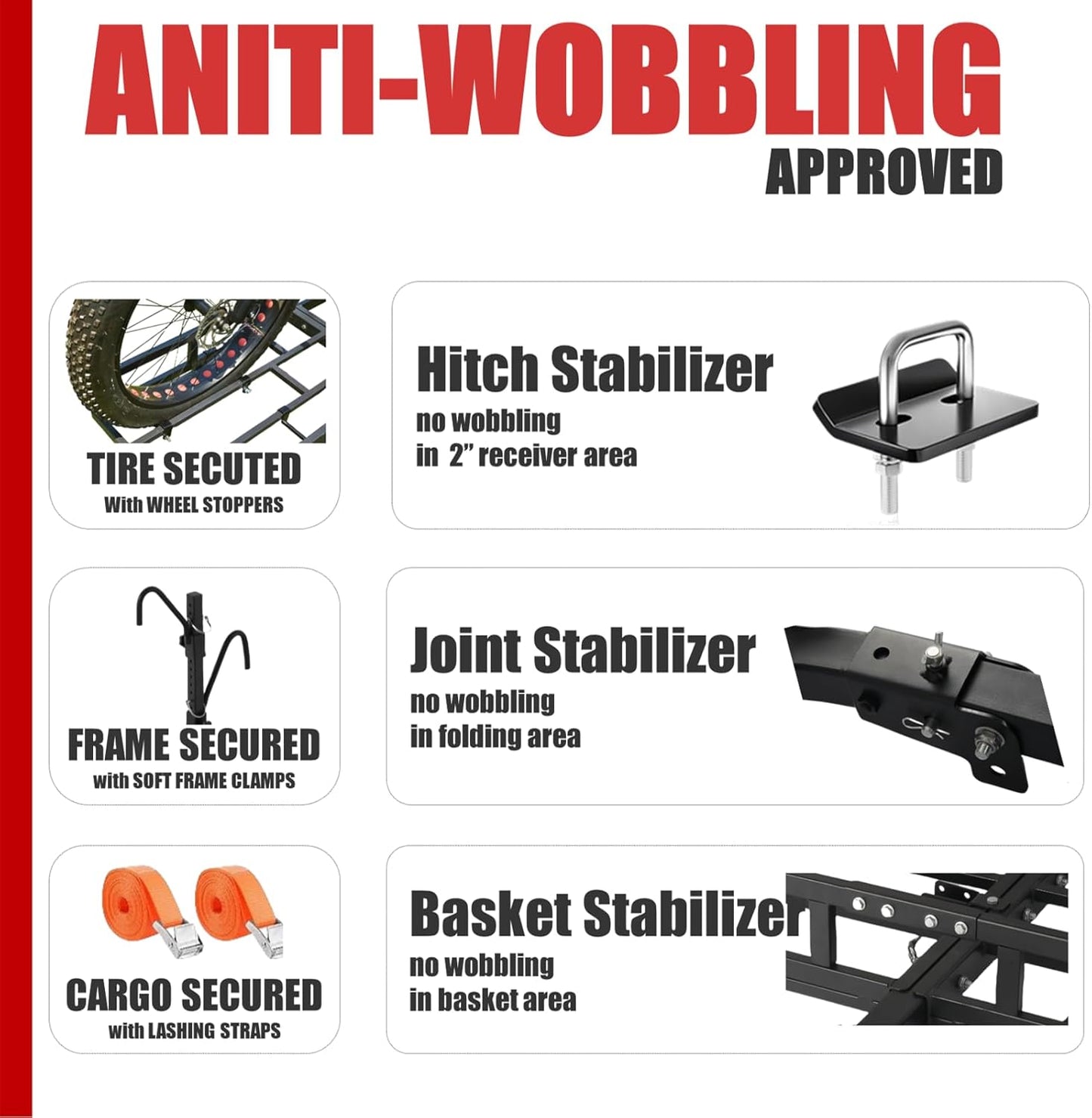 Hitch-Mount Bike Rack for Ebike Heavy-Duty - Comes with Cargo Carrier Fits 2 Electric Fat-Tire Mountain Bicycles Fits 2" Receiver for Car Trailer SUV Truck RV Minivan