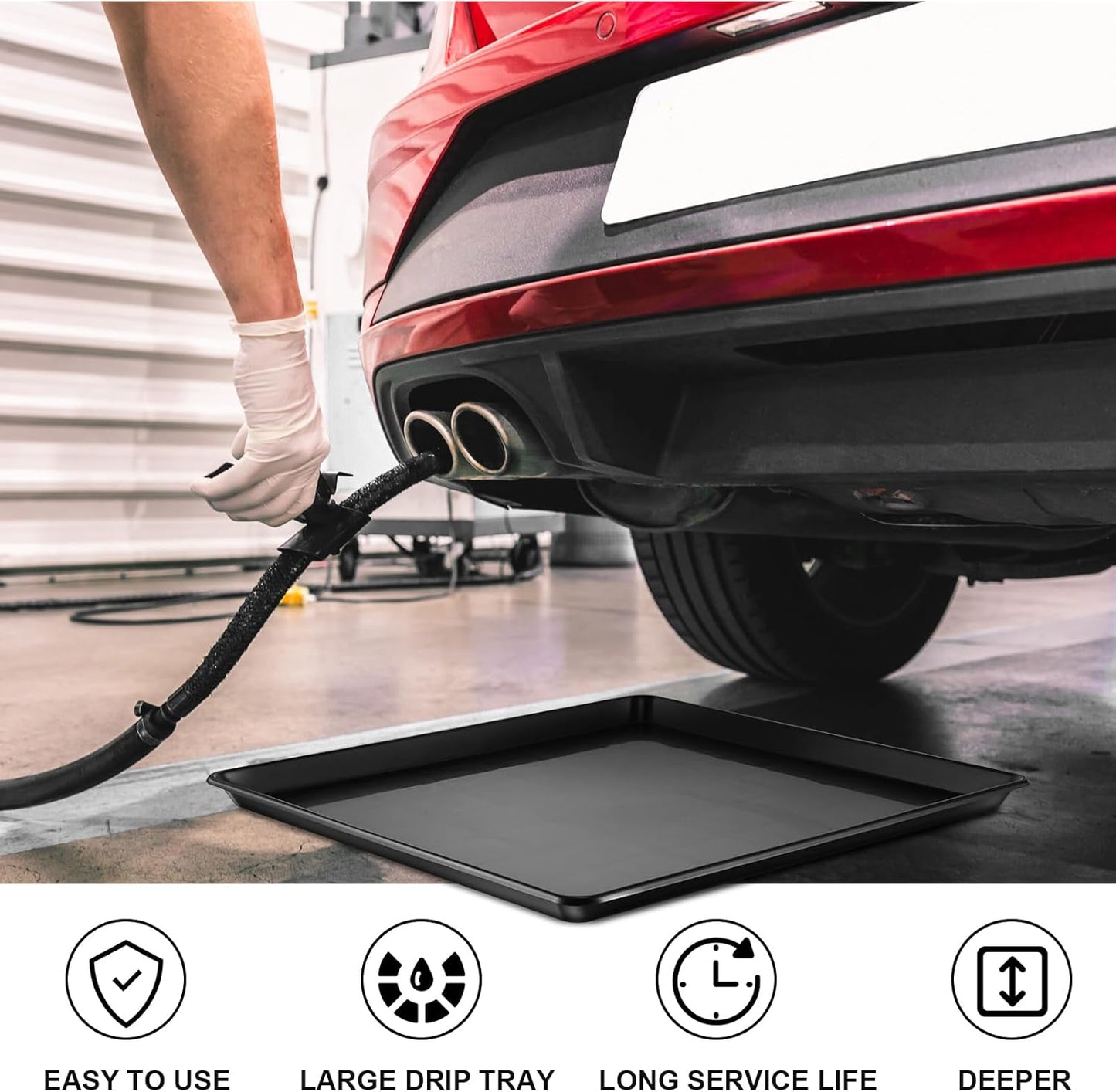 6Pcs Extra Large Car Oil Drip Pan- 35.4 x 24 x1.6 Inches Oil Drain Pan for Oil Change- Oil Drip Tray for Under Car Plastic Oil Tray, Oil Catch Pan Replacement Tray to Keep Garage Floor Clean