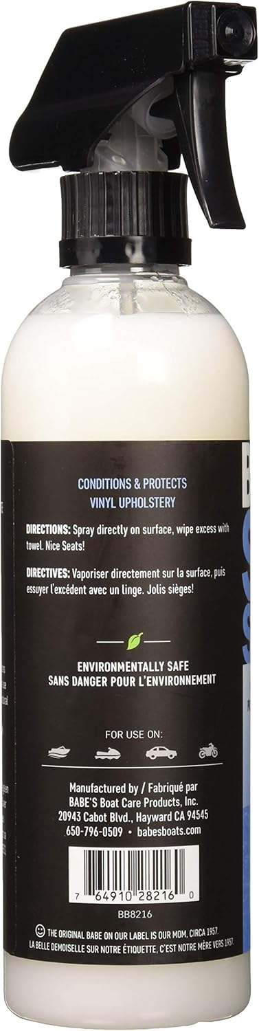 Babe’s Seat Saver – Marine Vinyl Protectant & Conditioner – UV Protection for Boat Seats – Non-Silicone Formula Keeps Upholstery Soft & Smooth - 16 oz/Spray