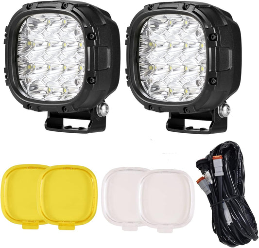 BIGLION.X 4 Inch Round Led Offroad Lights Pair 160W 18800LM Driving Spot Light Pods Super Bright Off Road Fog Lights with Wiring Harness 12V 24V for Pickup Trucks SUV UTV ATV