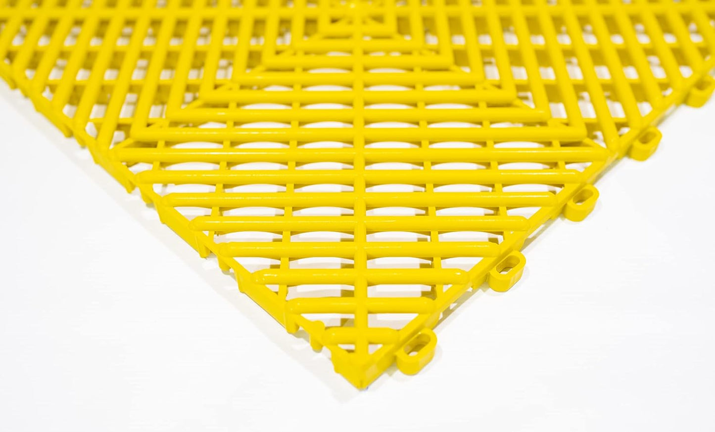 Interlocking Soft PVC Modular Garage Flooring Tile - 12"x12" | 5 Count - Pool Patio Floor, Ideal for Indoor and Outdoor Use, Interlocking Drainage Mats (Yellow, 12 x 12)