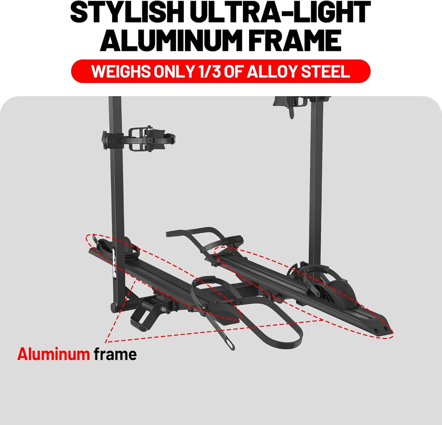 Young E-Bike Rack Hitch Mount Platform Style for Cars Trucks SUVs Minivans RV, fits E-Bike with Up to 5-inch Fat Tire, 200 lbs Capacity