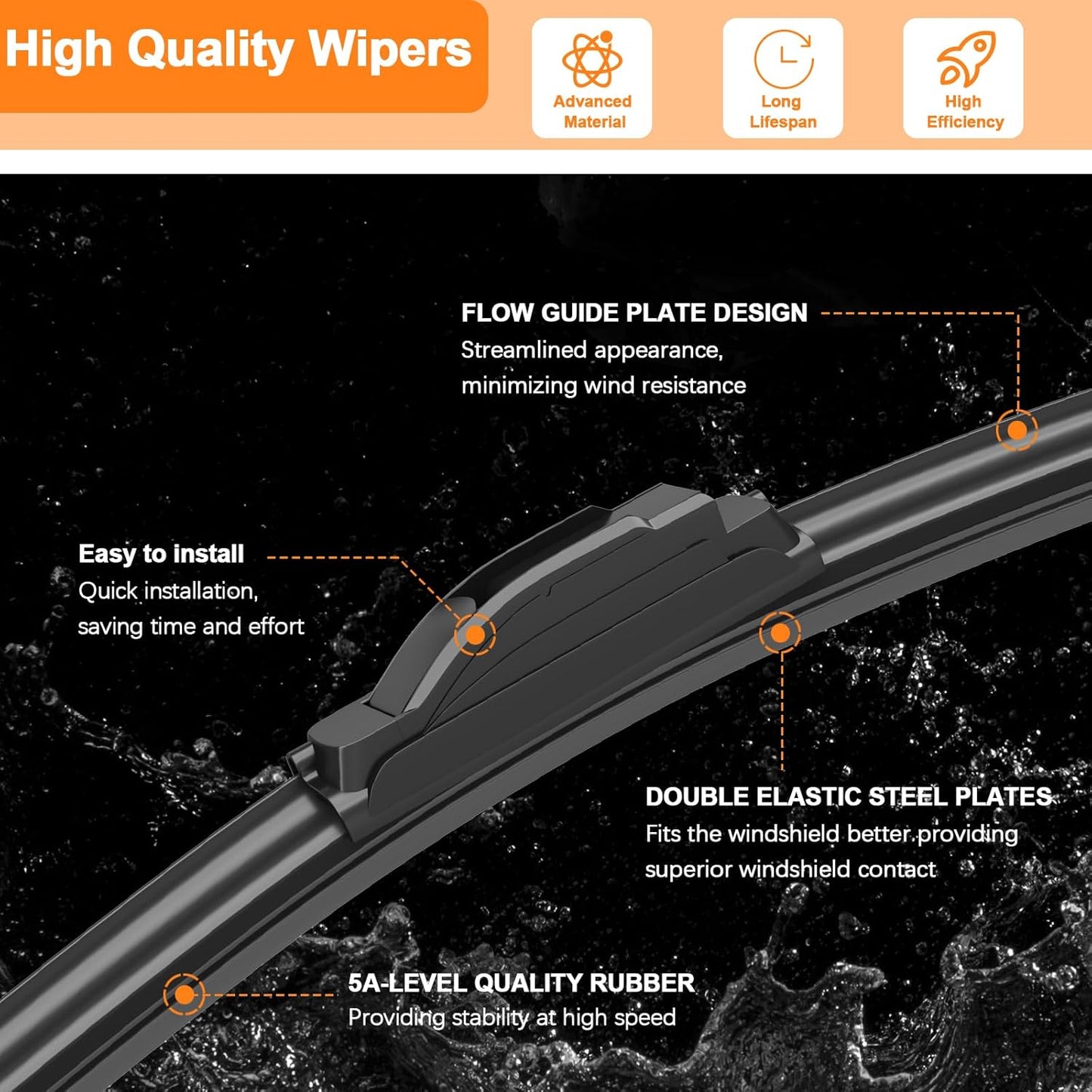 HULADAED® 24'' 21'' 10'' Windshield Wipers Replacement for Outlander Sport 2022-2011,Silicone Front Rear Wiper blades for MY Car-All Weather & Quiet(3 PACK)