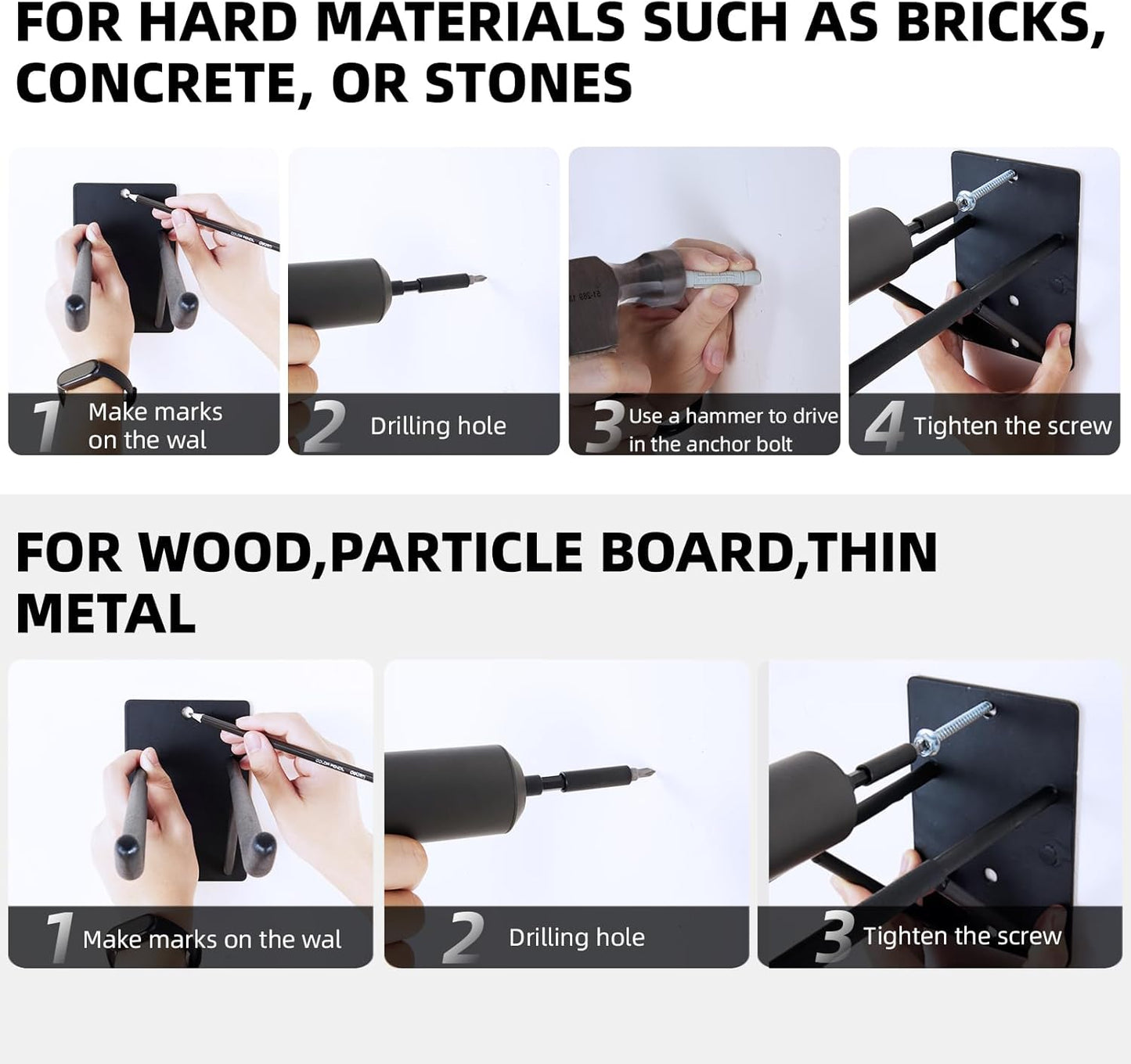 14" Large Heavy Duty Garage Hooks, 2-Pack Steel Garage Storage Hooks with Support Rods, Utility Wall Mount Hangers for Power Tools, Car Tires, Ladders, Chairs, Garden Tools and More