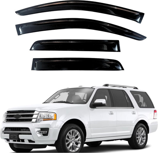 KPY Window Visor Compatible with Ford Expedition 1997-2017 & Lincoln Navigator 1998-2017 & Ford Expedition XL 2007-2017, 4PC Rain Guard Side Window Vent Deflectors Tape-On Style