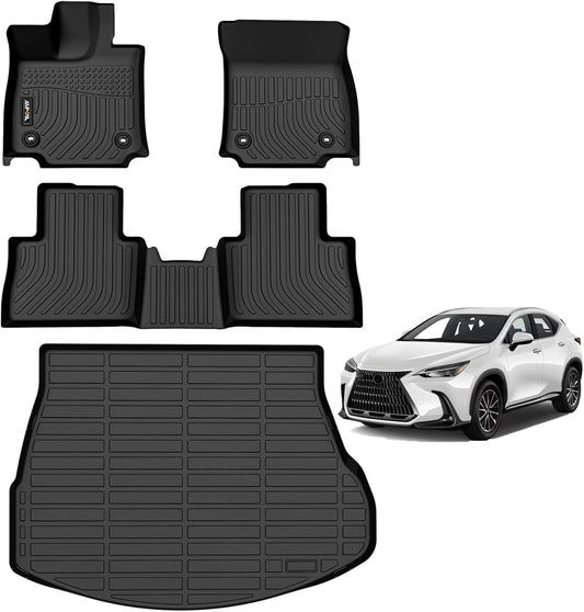 AIPOIL® Floor Mats & Cargo Liner Set for 2022-2024 2025 Lexus NX/NX250/NX350/NX350 F Sport/NX350h/NX450h+/NX450h+ All Weather Protection TPE Anti-Slip Car Full Set Custom Car Mats Accessories - Black